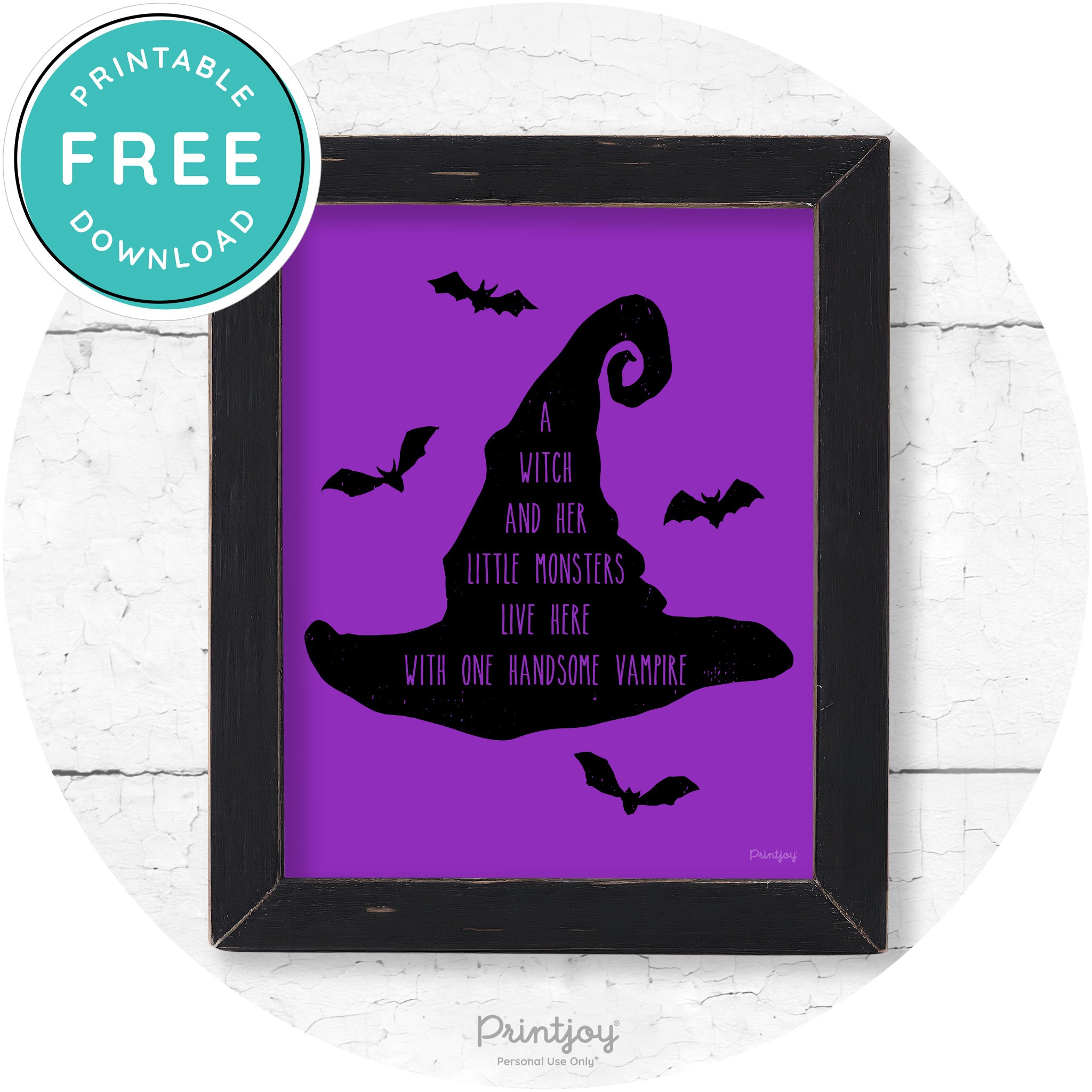 Fun Halloween Family Farmhouse Witch Hat Wall Art Free Printable - Printjoy