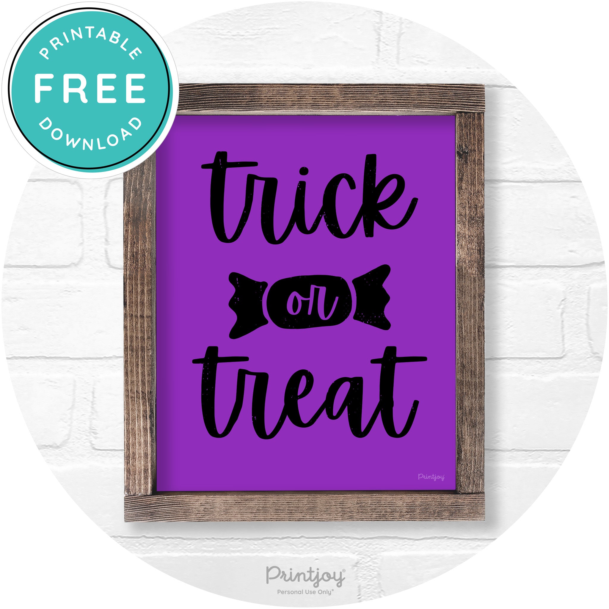 Trick Or Treat Halloween Rustic Farmhouse Wall Art Free Printable - Printjoy