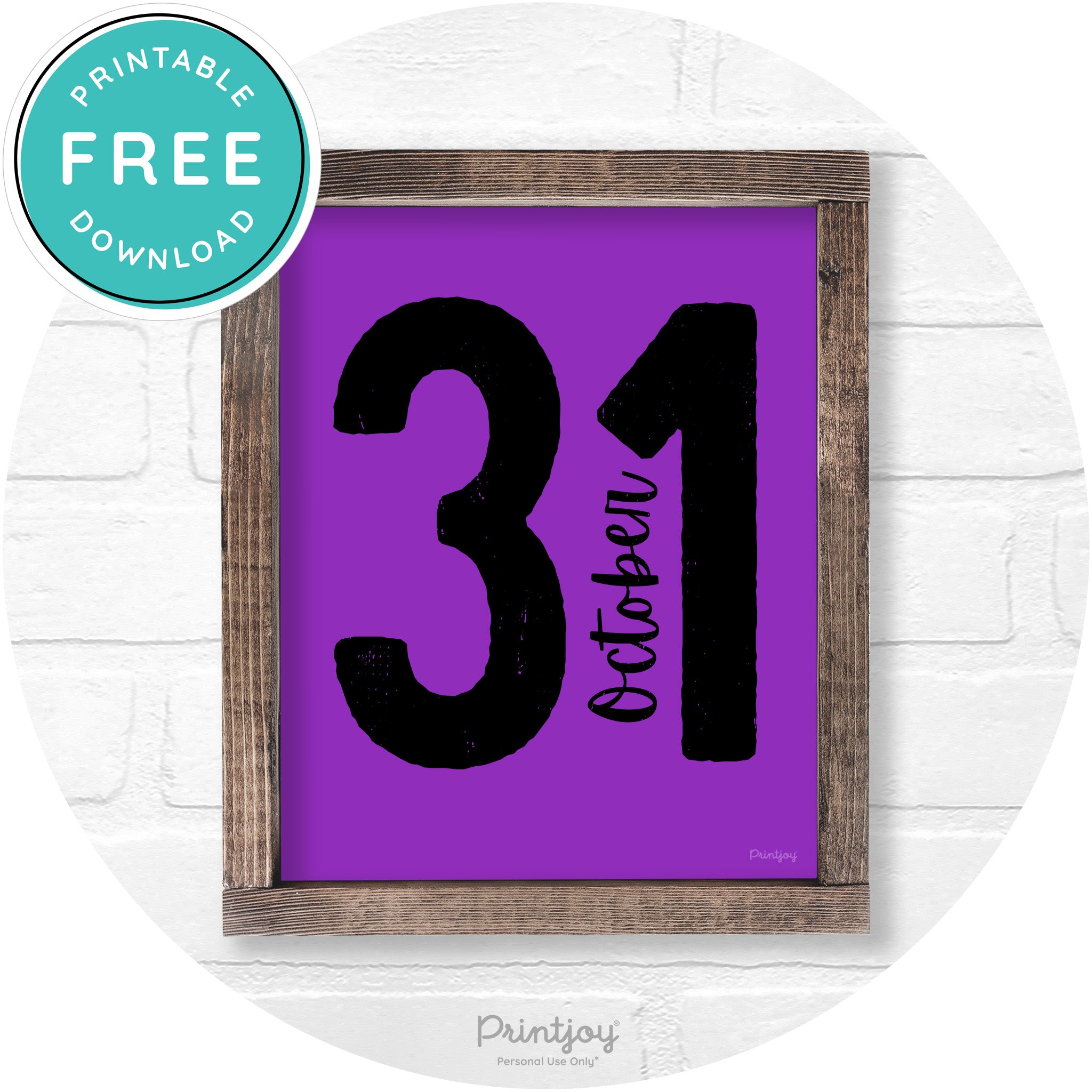 October 31 Halloween Rustic Farmhouse Wall Art Free Printable - Printjoy