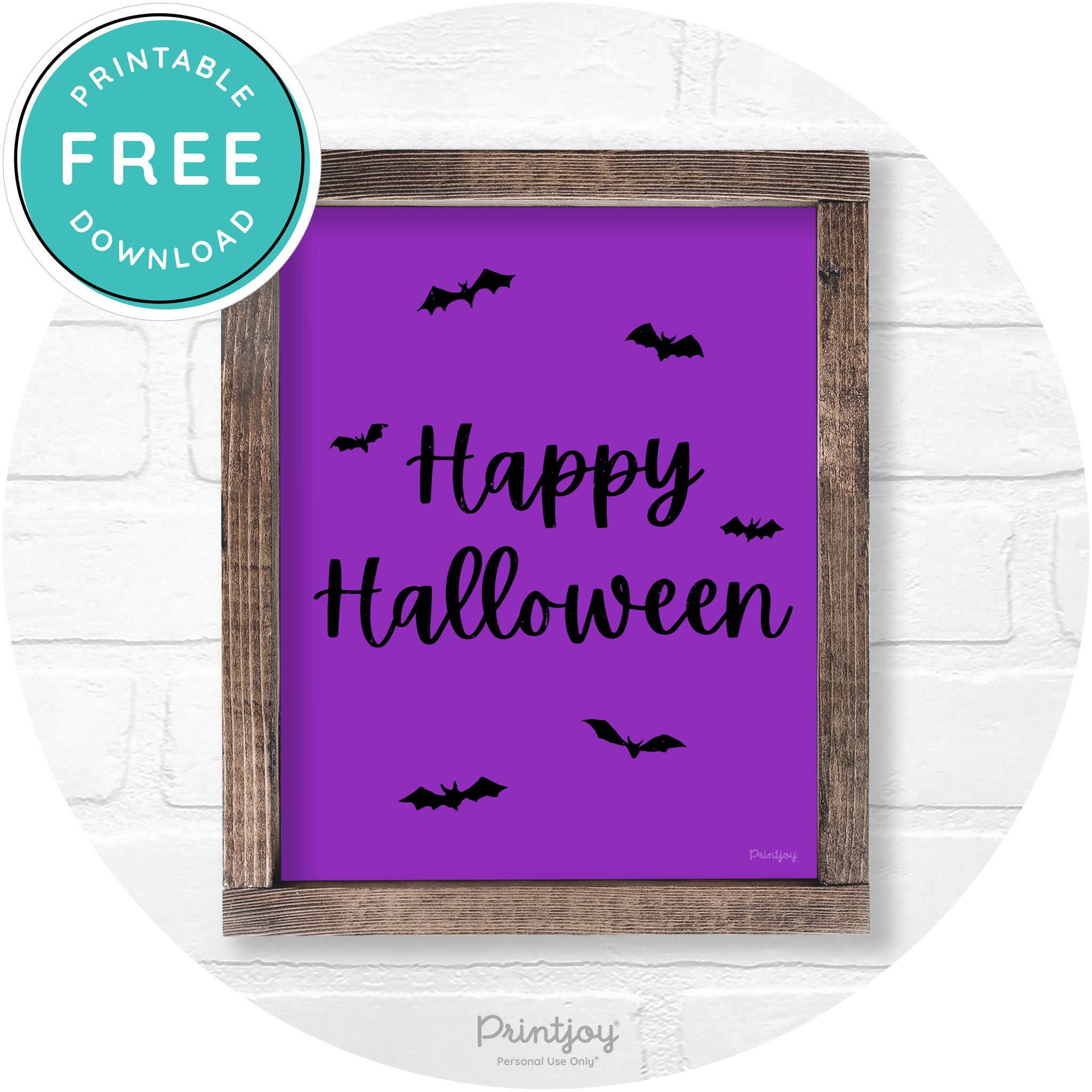 Happy Halloween Bats Rustic Farmhouse Wall Art Free Printable - Printjoy