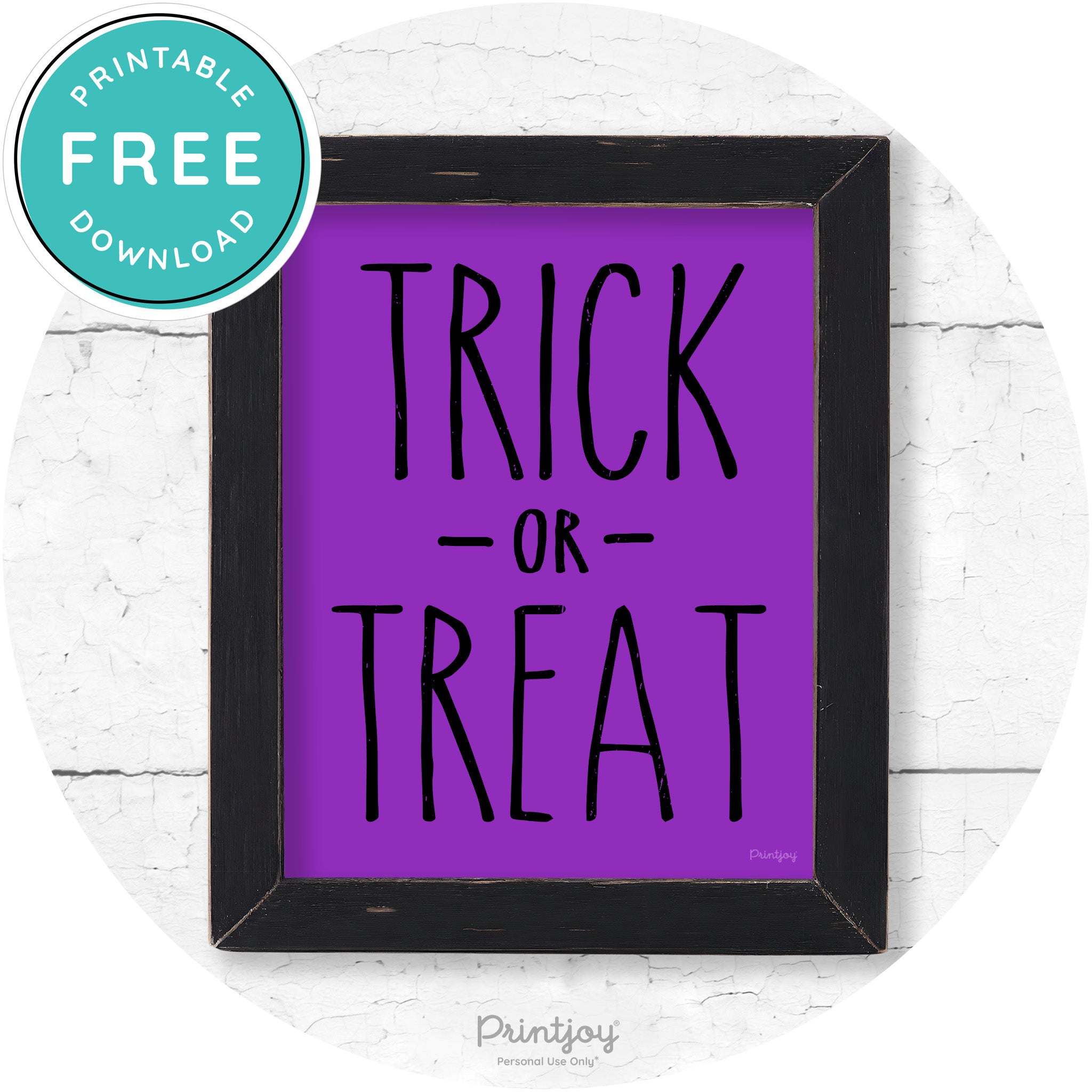 Trick Or Treat Lettering Farmhouse Halloween Wall Art Free Printable - Printjoy
