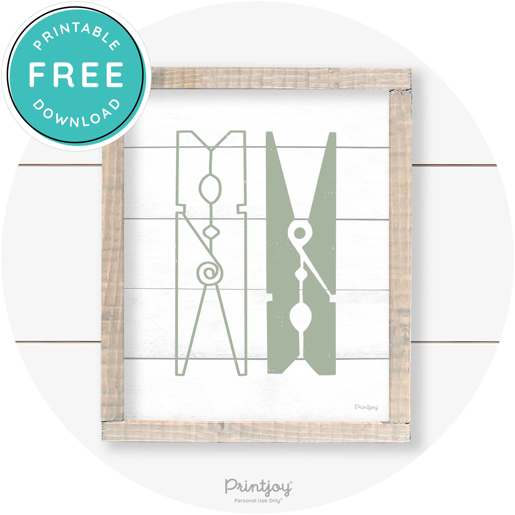 Clothespins Cute Laundry Room Farmhouse Wall Art Free Printable - Printjoy