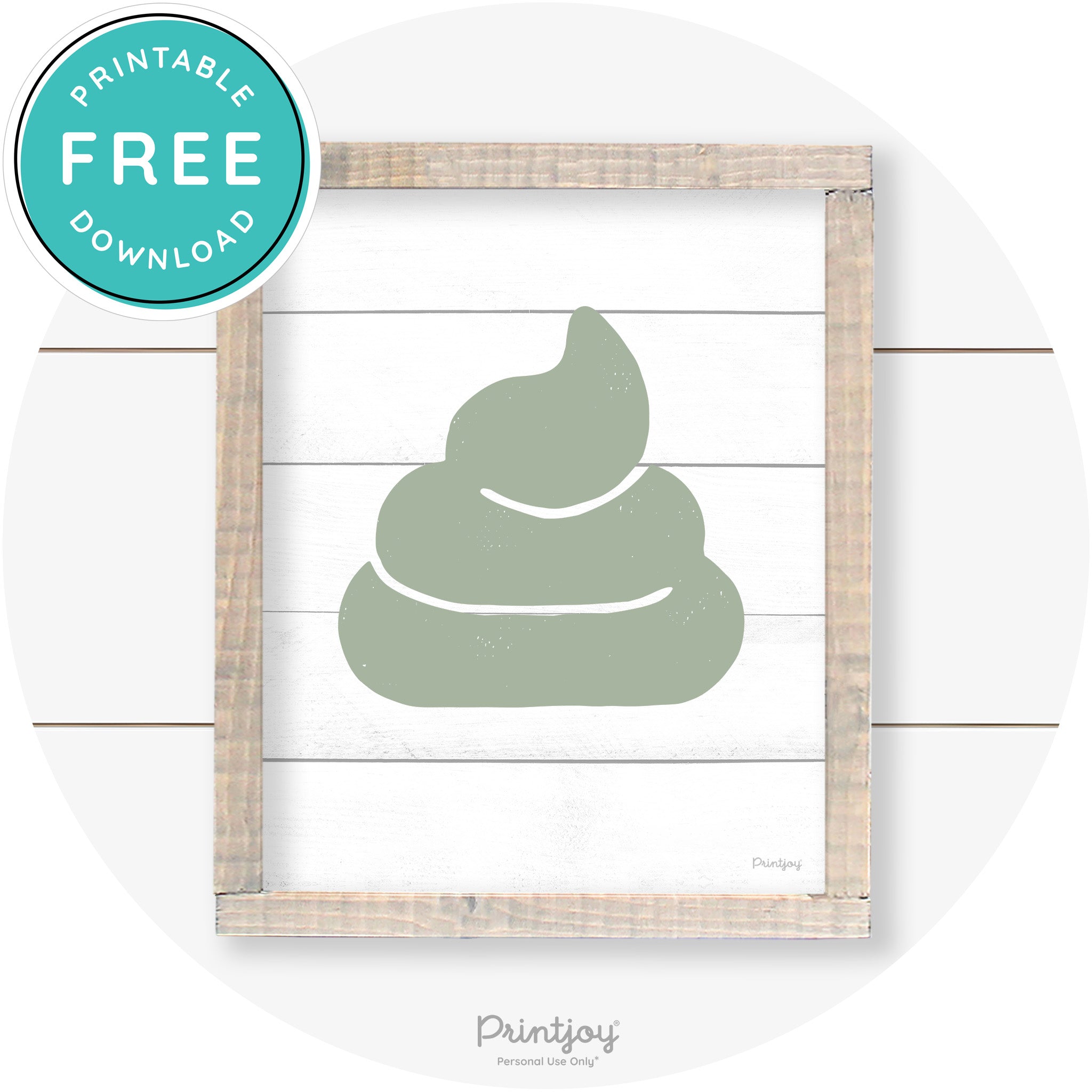 Poop Emoji Silhouette Funny Bathroom Sign Wall Art Free Printable - Printjoy