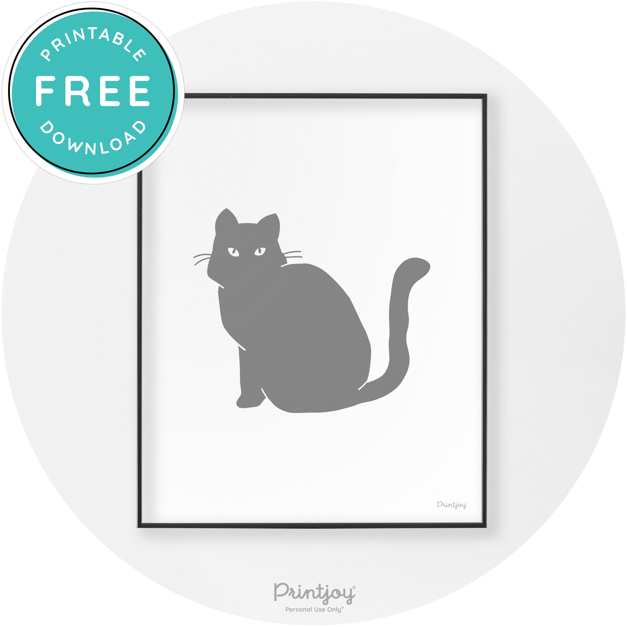 Halloween Spooky Cat Modern Chic Wall Art Decor Printable - Printjoy