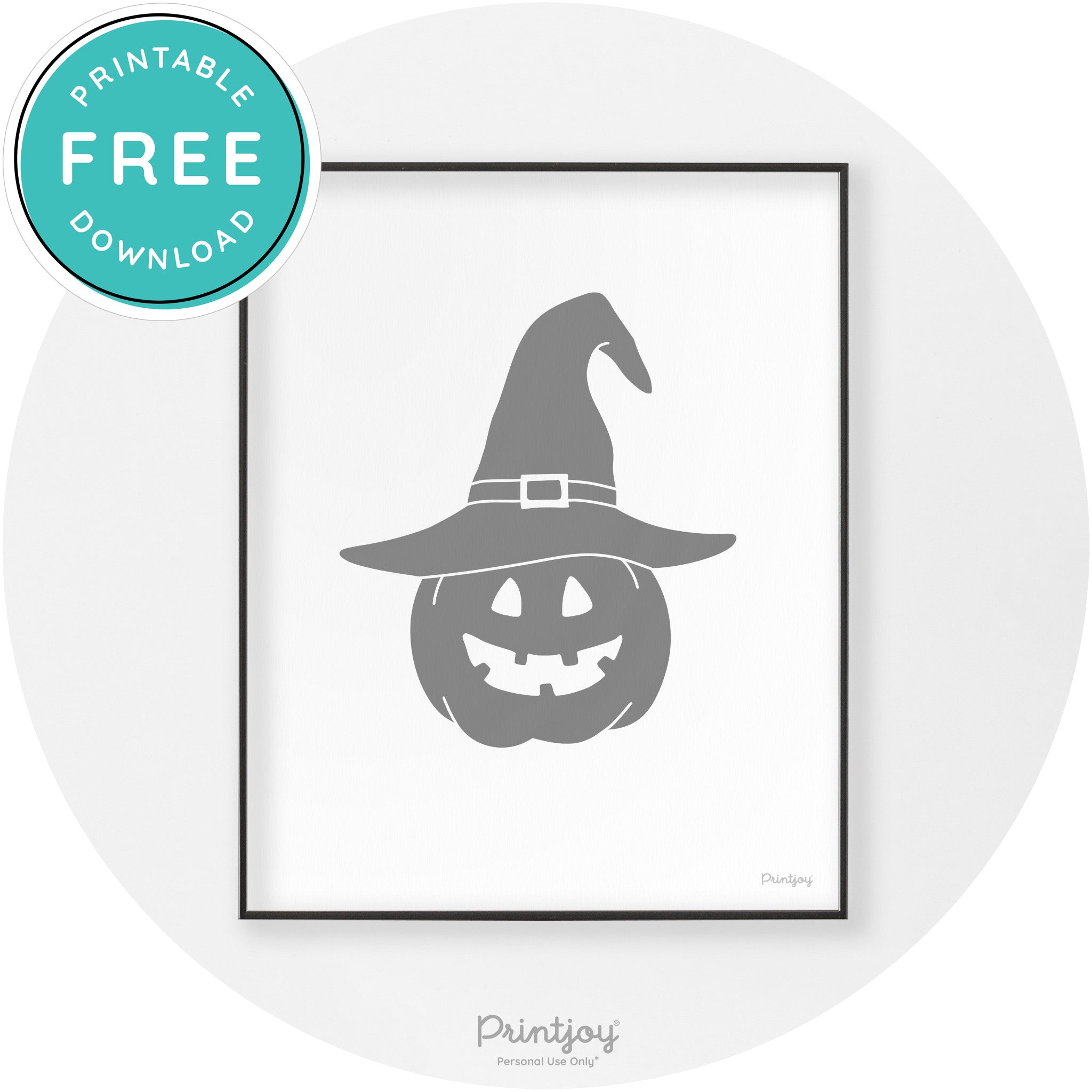 Halloween Cute Witch Jack O Lantern Chic Wall Art Printable - Printjoy