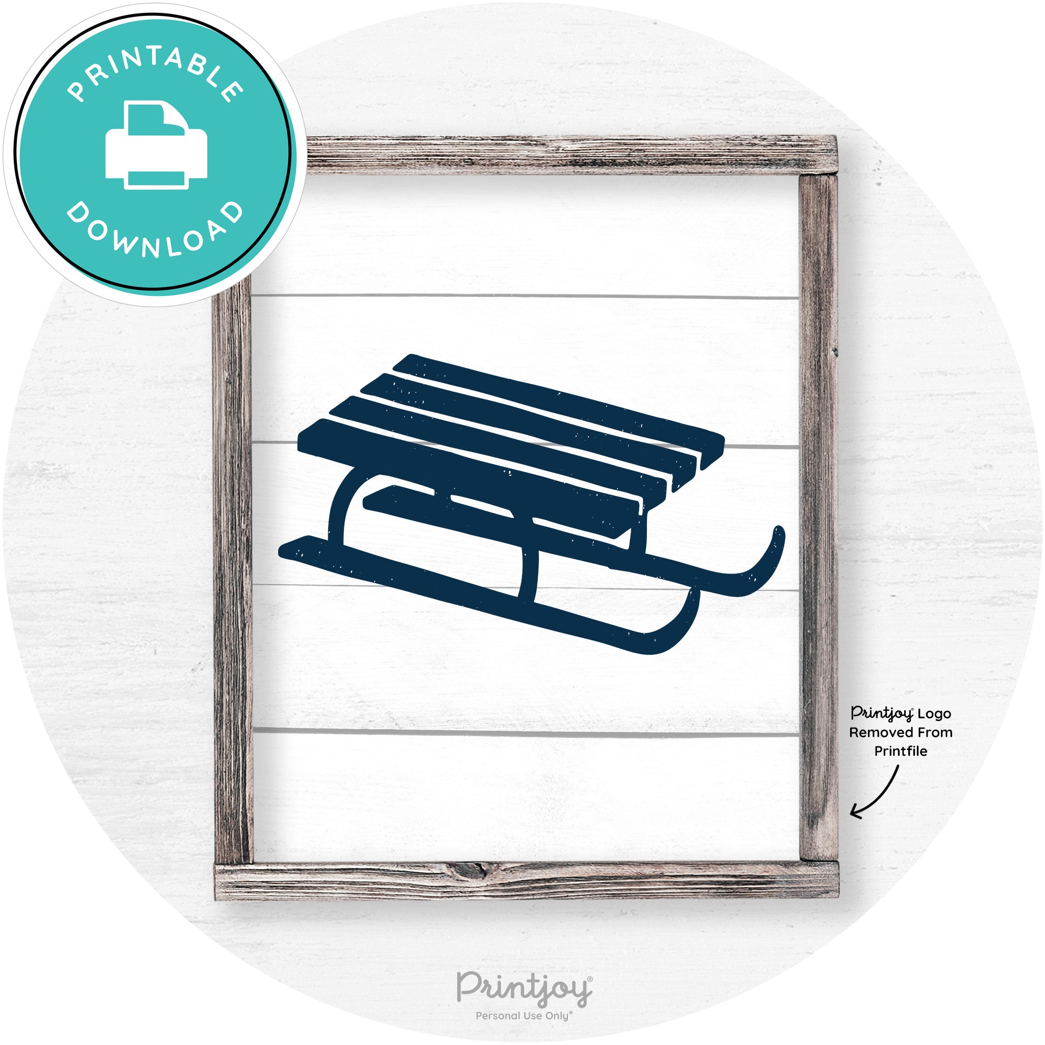 Winter Old Fashioned Sled Rustic Farmhouse Wall Art Free Printable - Printjoy