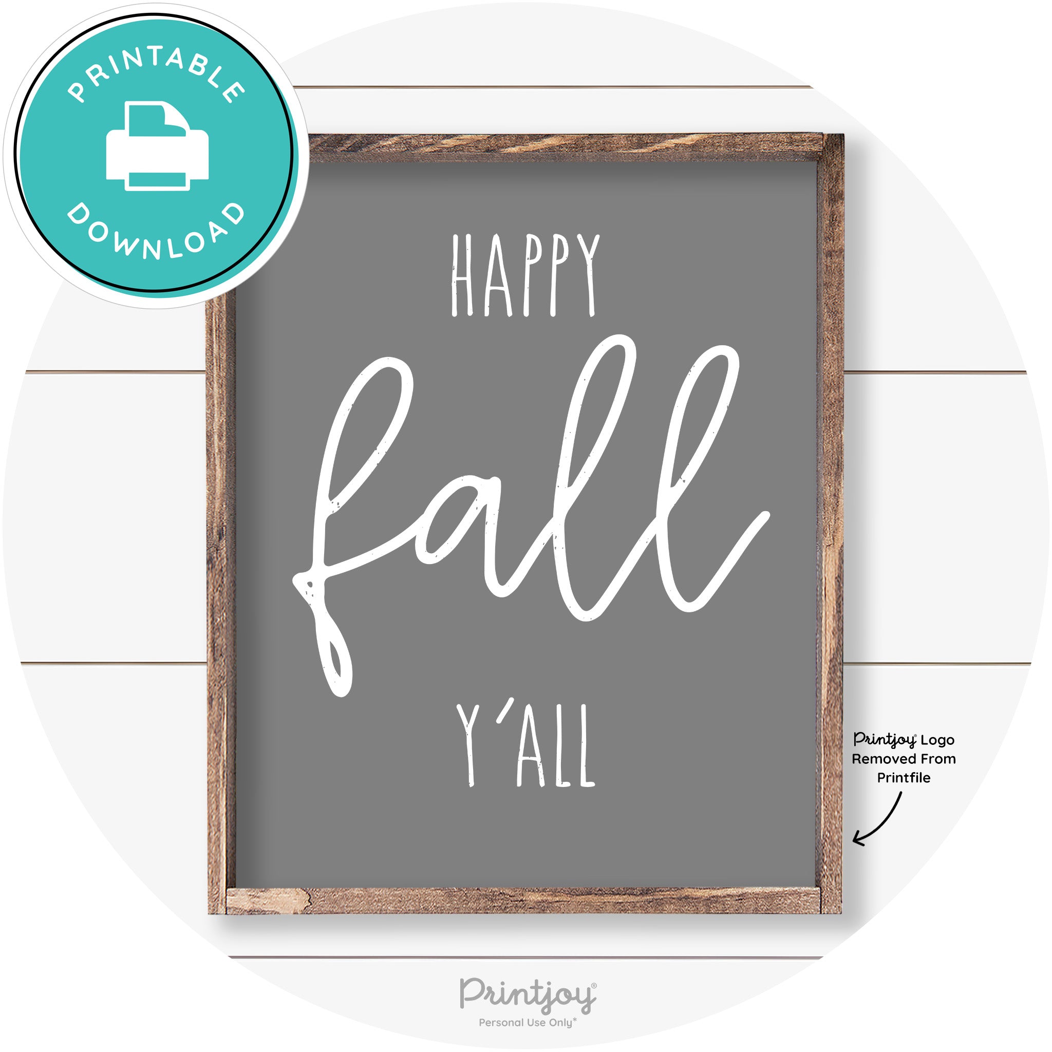 Happy Fall Y'all Cute Farmhouse Autumn Wall Art Decor Free Printable - Printjoy