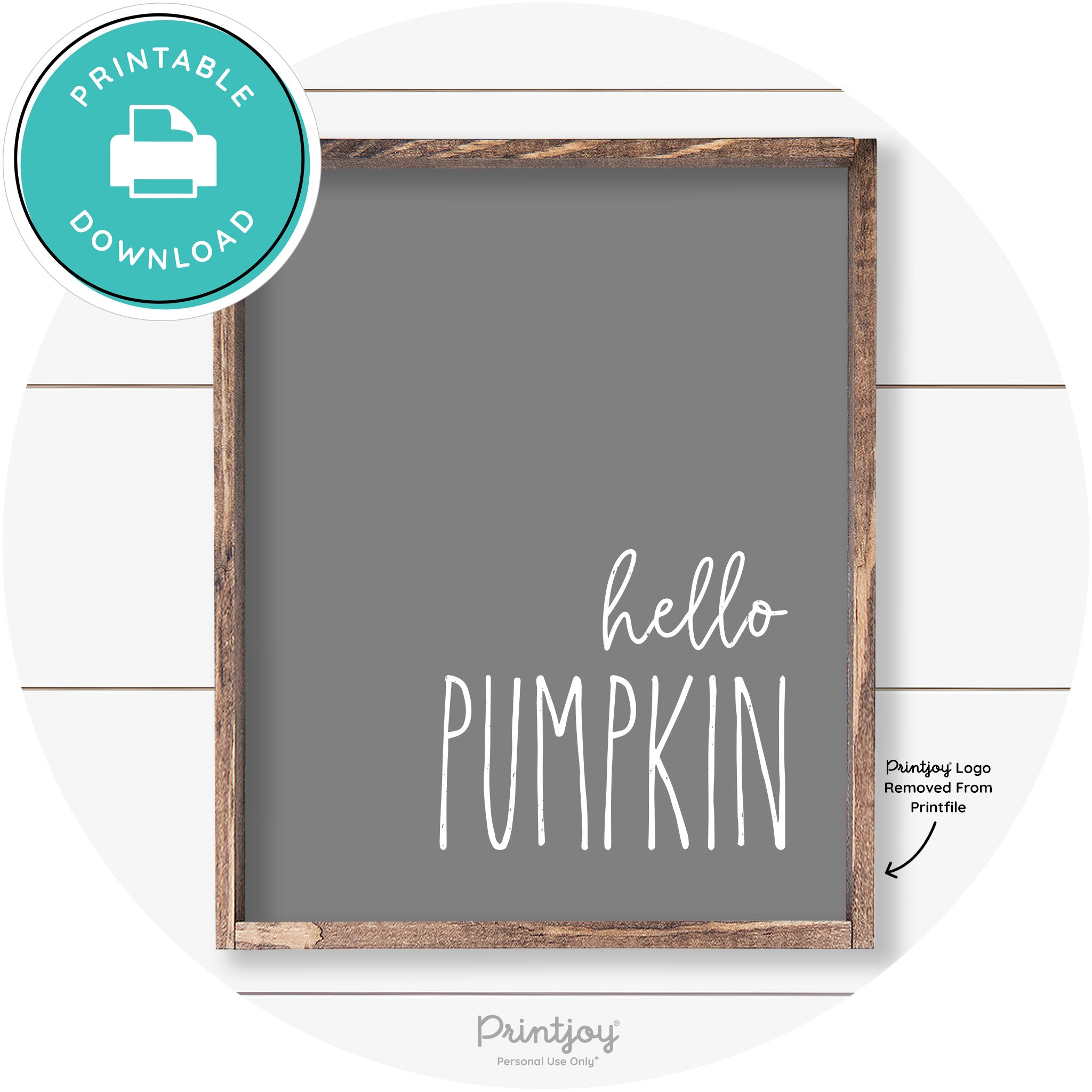 Hello Pumpkin Cute Fun Simple Farmhouse Wall Art Free Printable - Printjoy