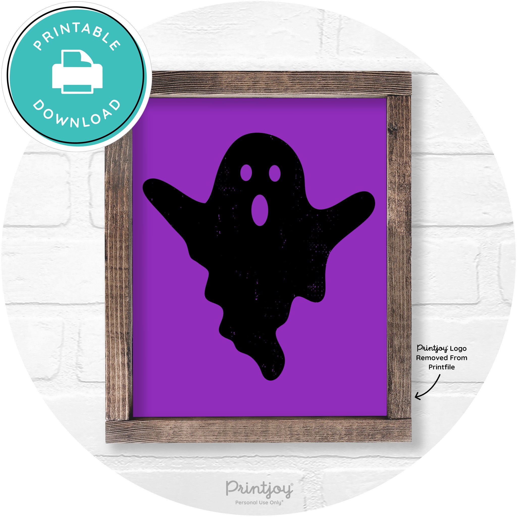 Halloween Cute Ghost Rustic Farmhouse Wall Art Free Printable - Printjoy