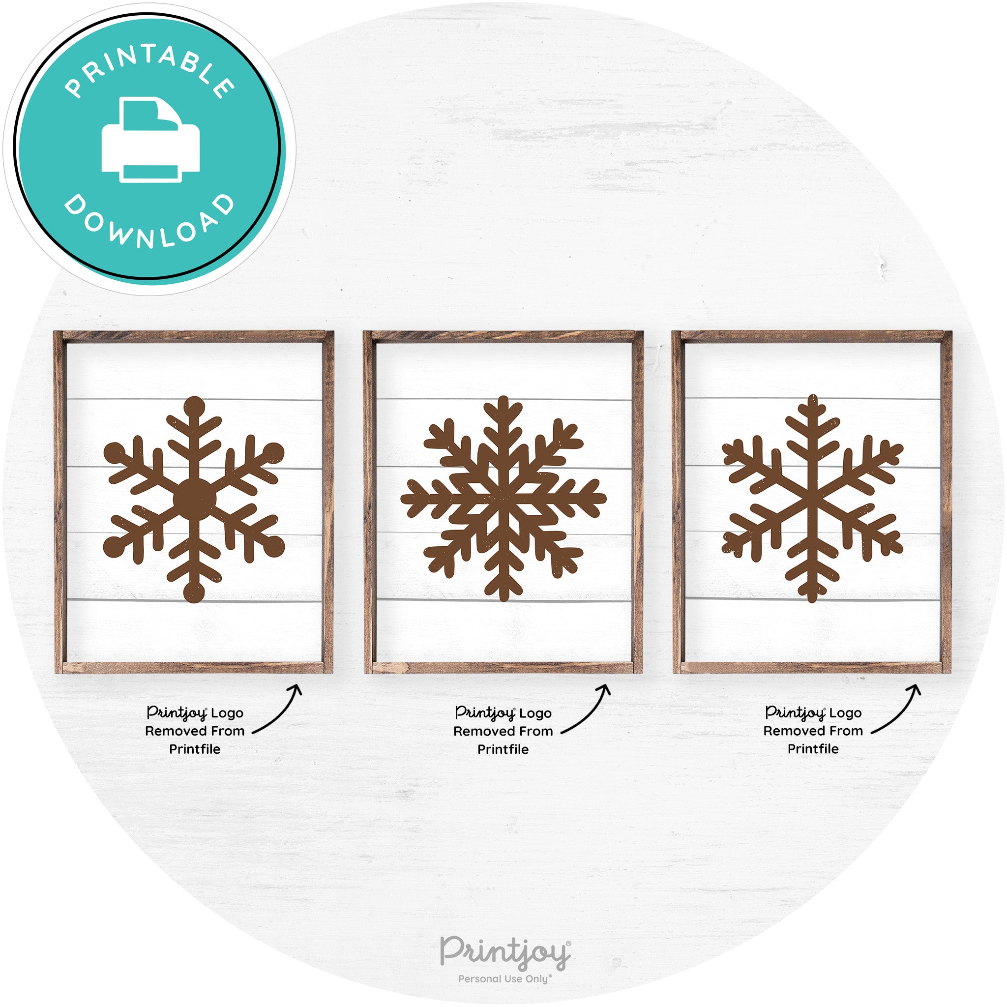 Snowflake Silhouettes Set Of 3 Christmas Farmhouse Art Free Printable - Printjoy