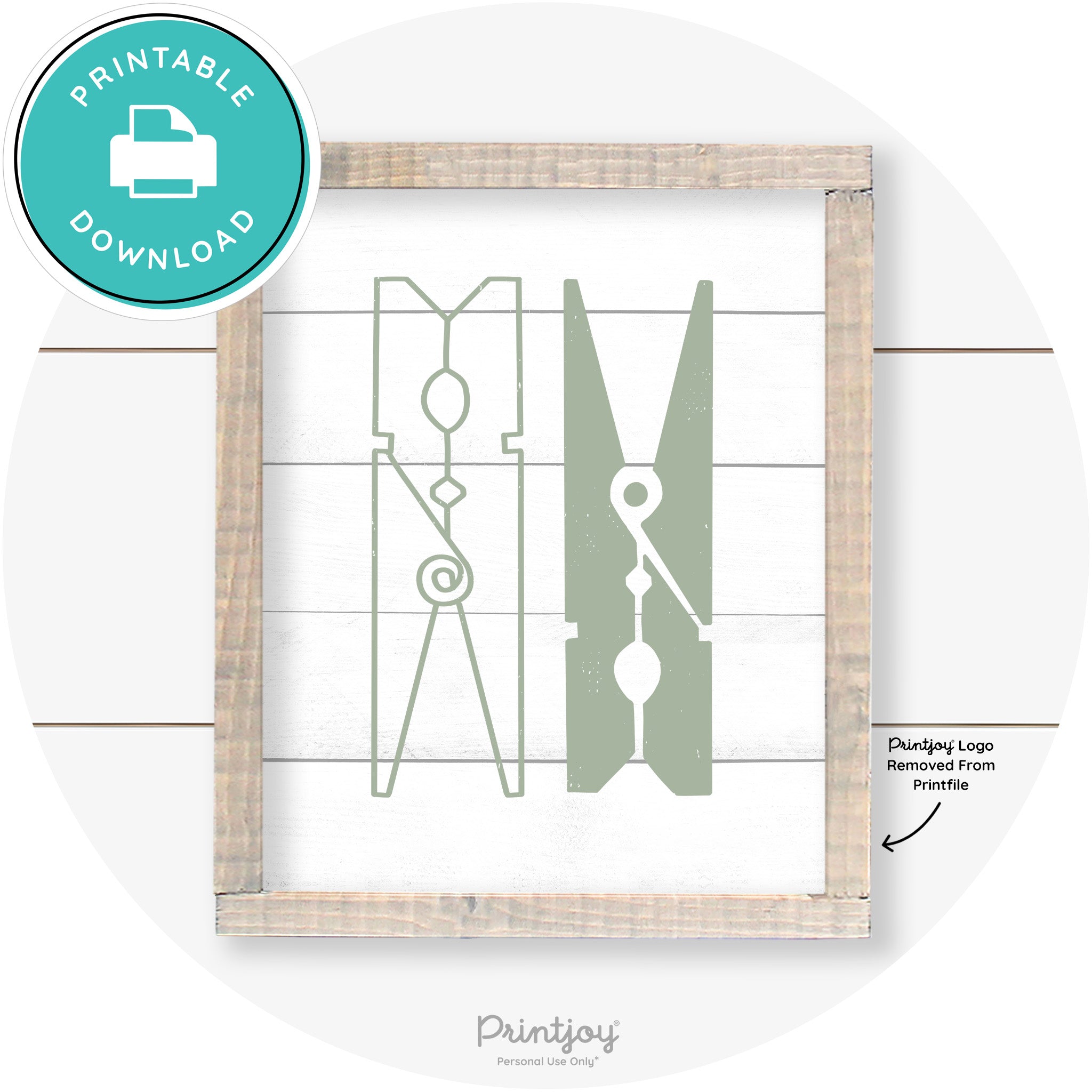 Clothespins Cute Laundry Room Farmhouse Wall Art Free Printable - Printjoy