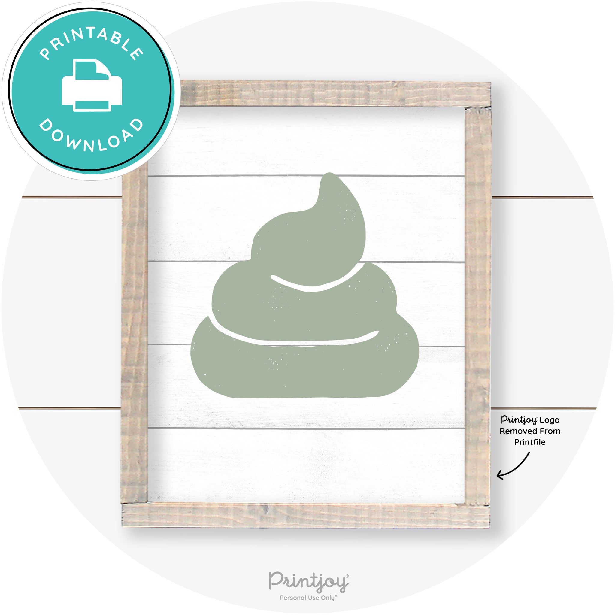Poop Emoji Silhouette Funny Bathroom Sign Wall Art Free Printable - Printjoy