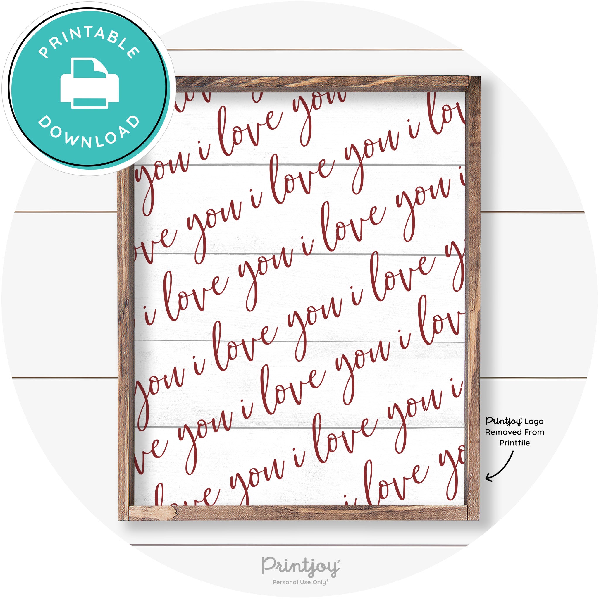 I Love You Pattern Cute Couples Farmhouse Wall Art Free Printable - Printjoy
