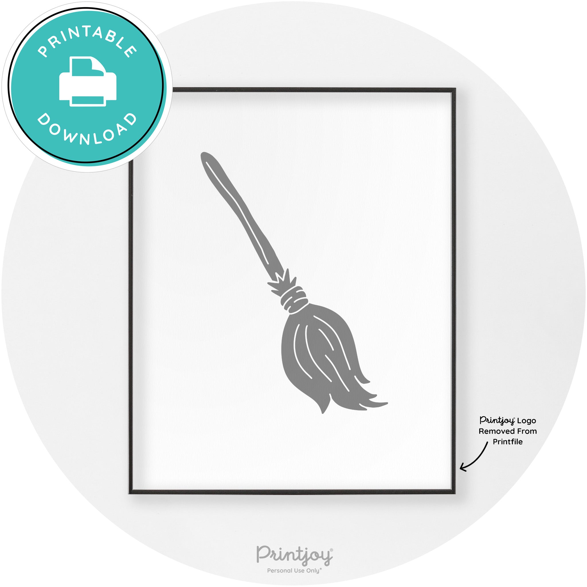Witches Broom Halloween Cute Modern Chic Wall Art Free Printable - Printjoy