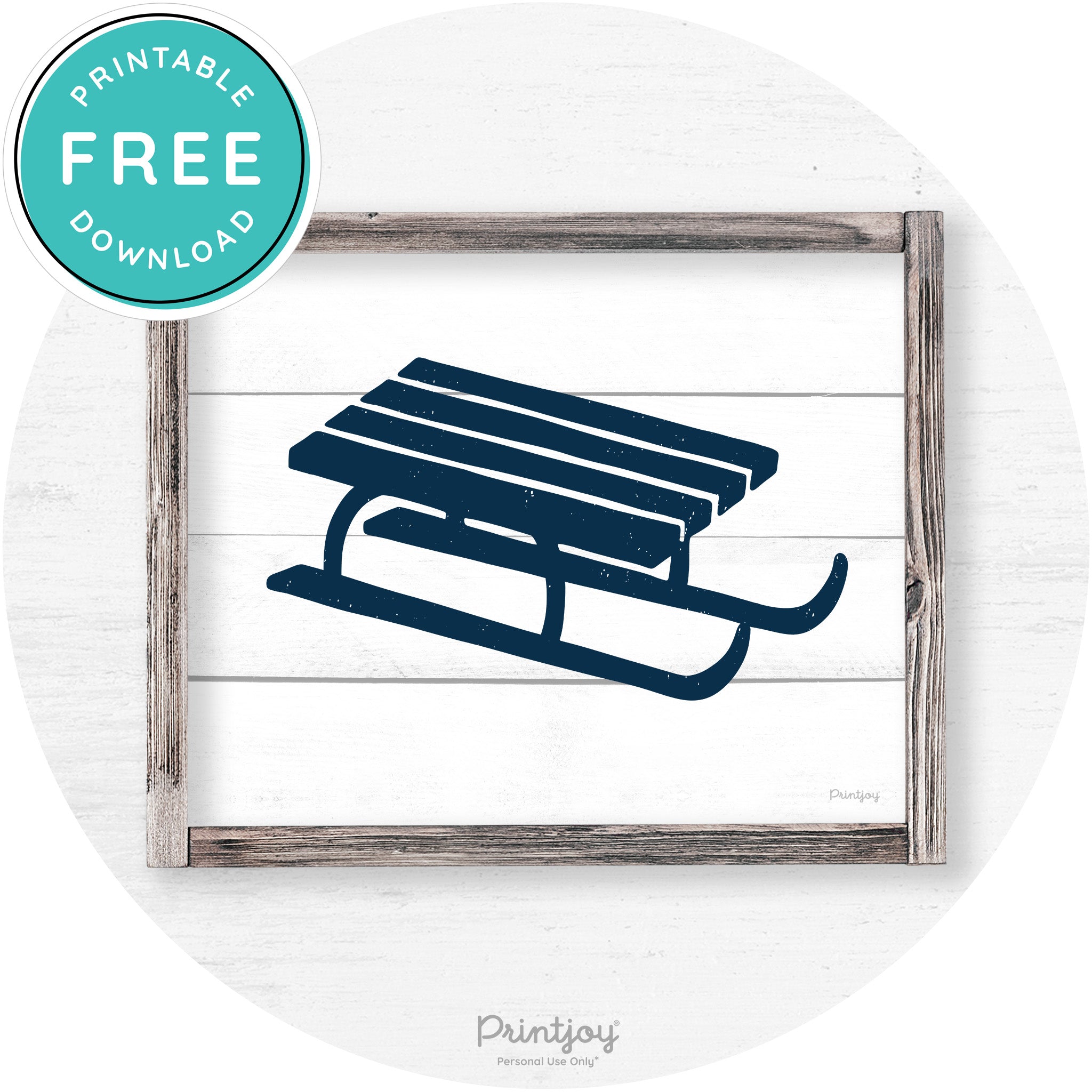 Winter Old Fashioned Sled Rustic Farmhouse Wall Art Free Printable - Printjoy
