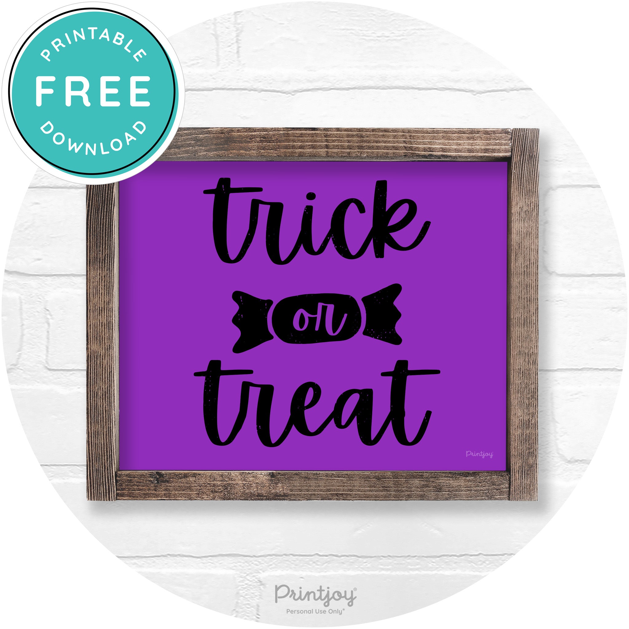 Trick Or Treat Halloween Rustic Farmhouse Wall Art Free Printable - Printjoy