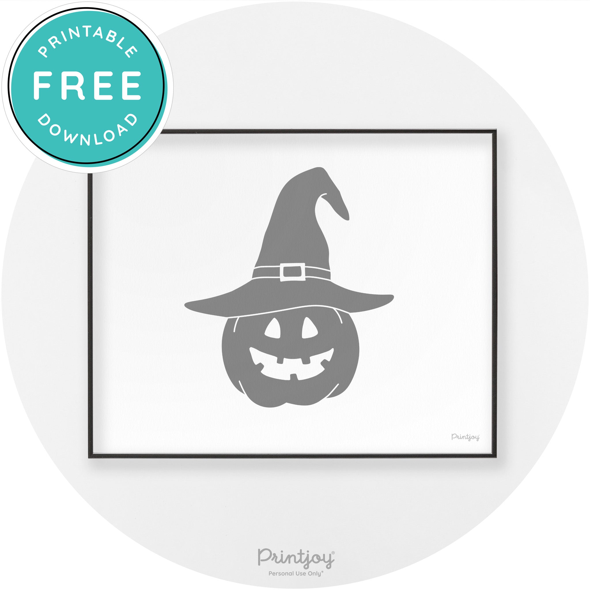 Halloween Cute Witch Jack O Lantern Chic Wall Art Printable - Printjoy