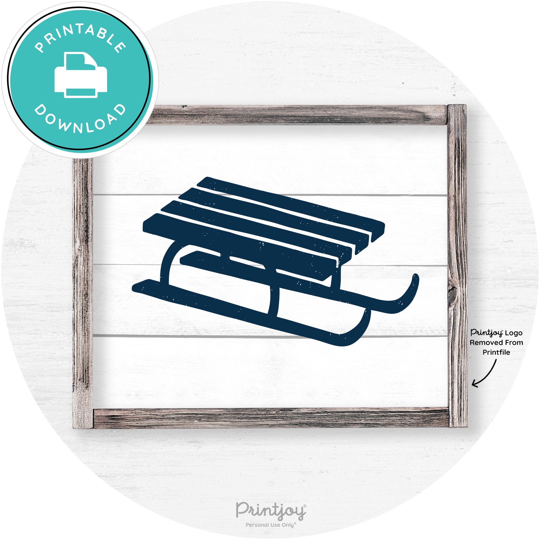 Winter Old Fashioned Sled Rustic Farmhouse Wall Art Free Printable - Printjoy