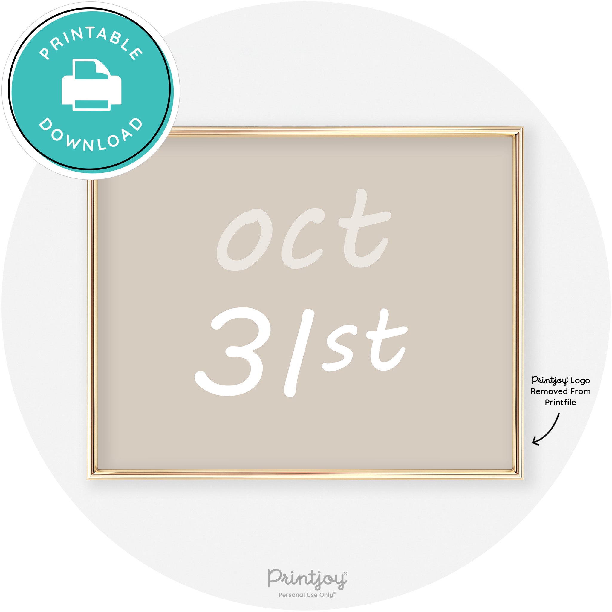 October 31st Cute Chic Halloween Sign Wall Art Decor Free Printable - Printjoy