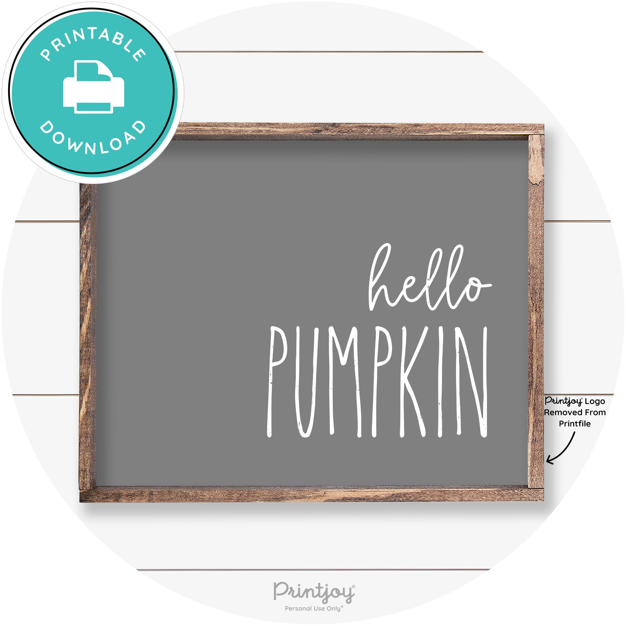 Hello Pumpkin Cute Fun Simple Farmhouse Wall Art Free Printable - Printjoy