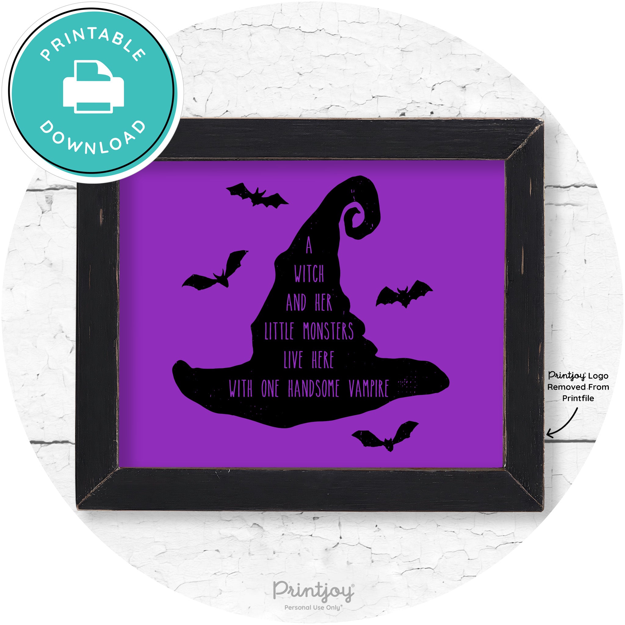 Fun Halloween Family Farmhouse Witch Hat Wall Art Free Printable - Printjoy