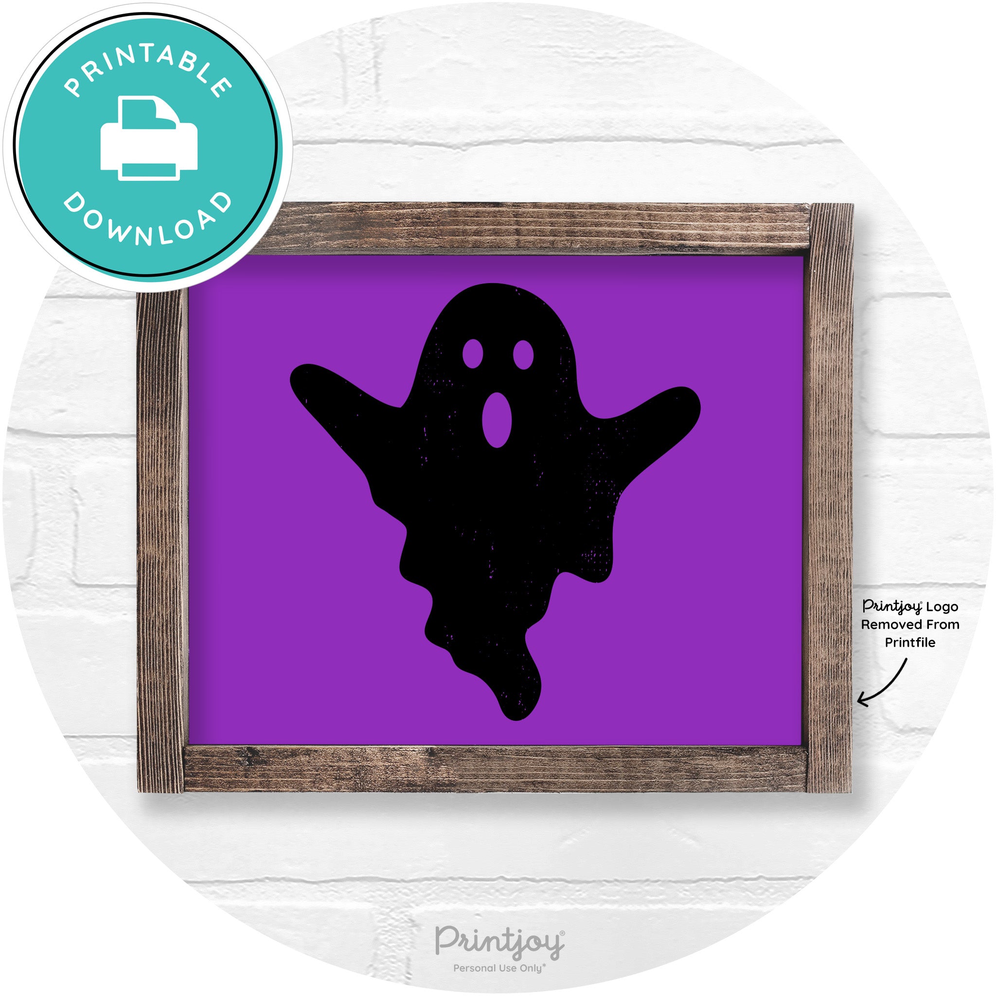 Halloween Cute Ghost Rustic Farmhouse Wall Art Free Printable - Printjoy