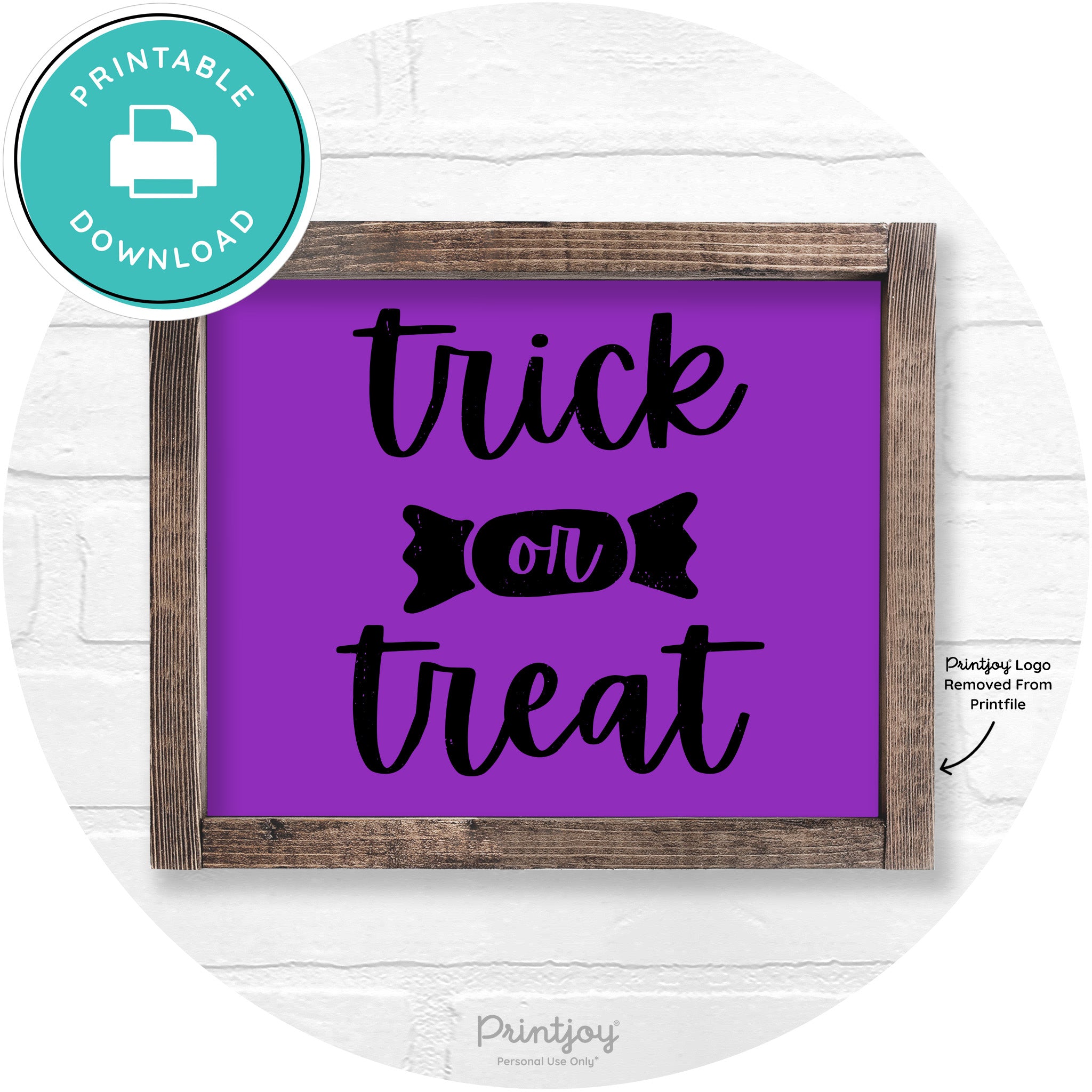 Trick Or Treat Halloween Rustic Farmhouse Wall Art Free Printable - Printjoy