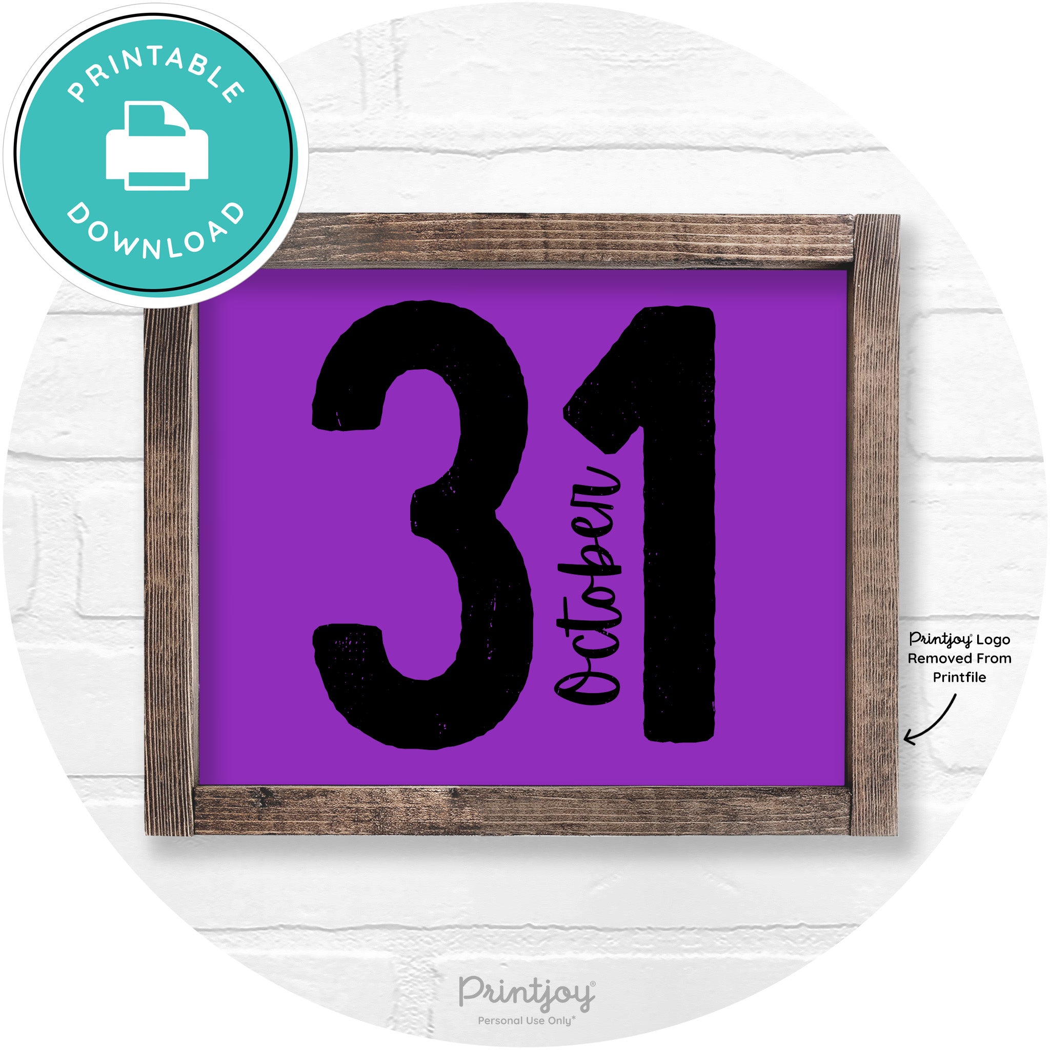 October 31 Halloween Rustic Farmhouse Wall Art Free Printable - Printjoy