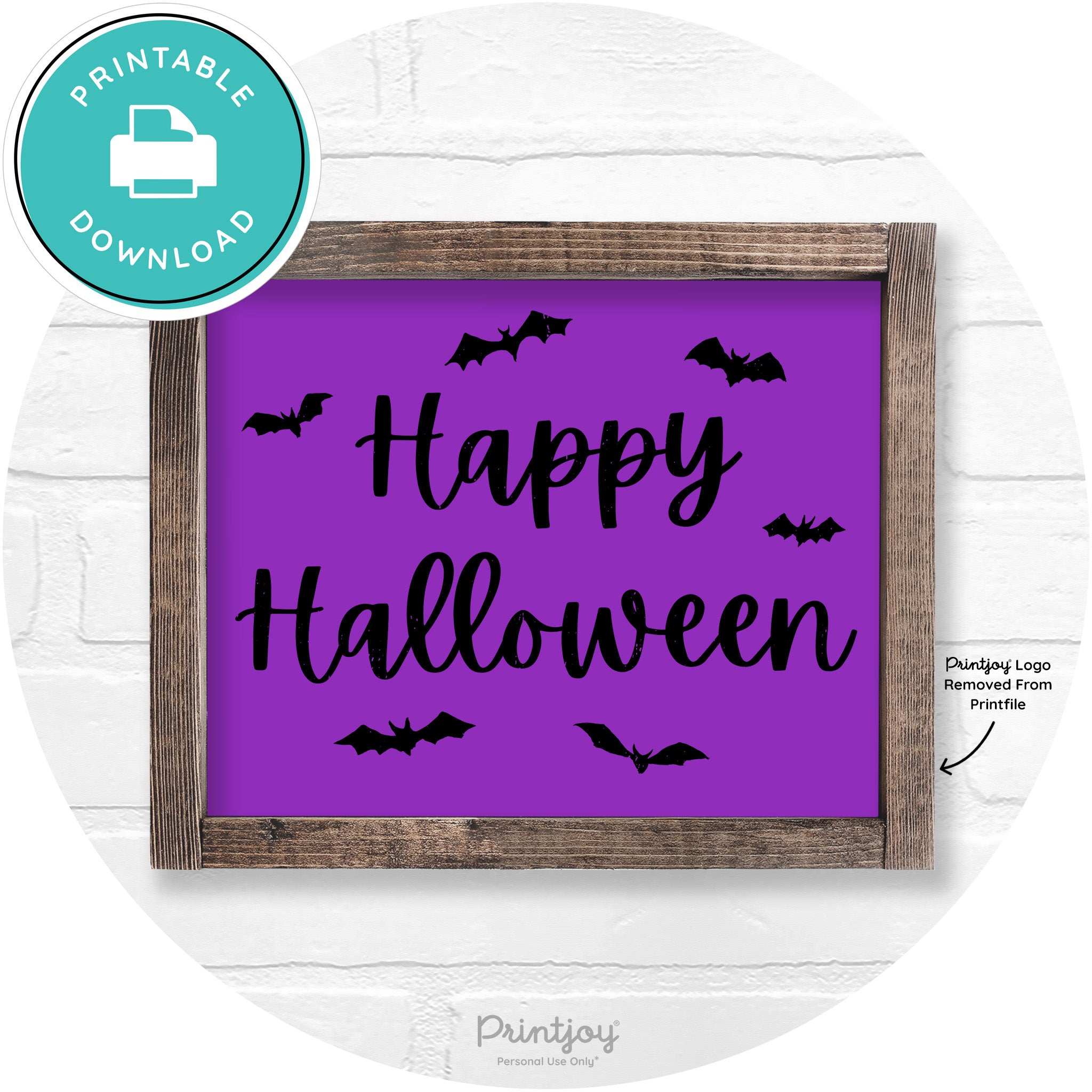 Happy Halloween Bats Rustic Farmhouse Wall Art Free Printable - Printjoy