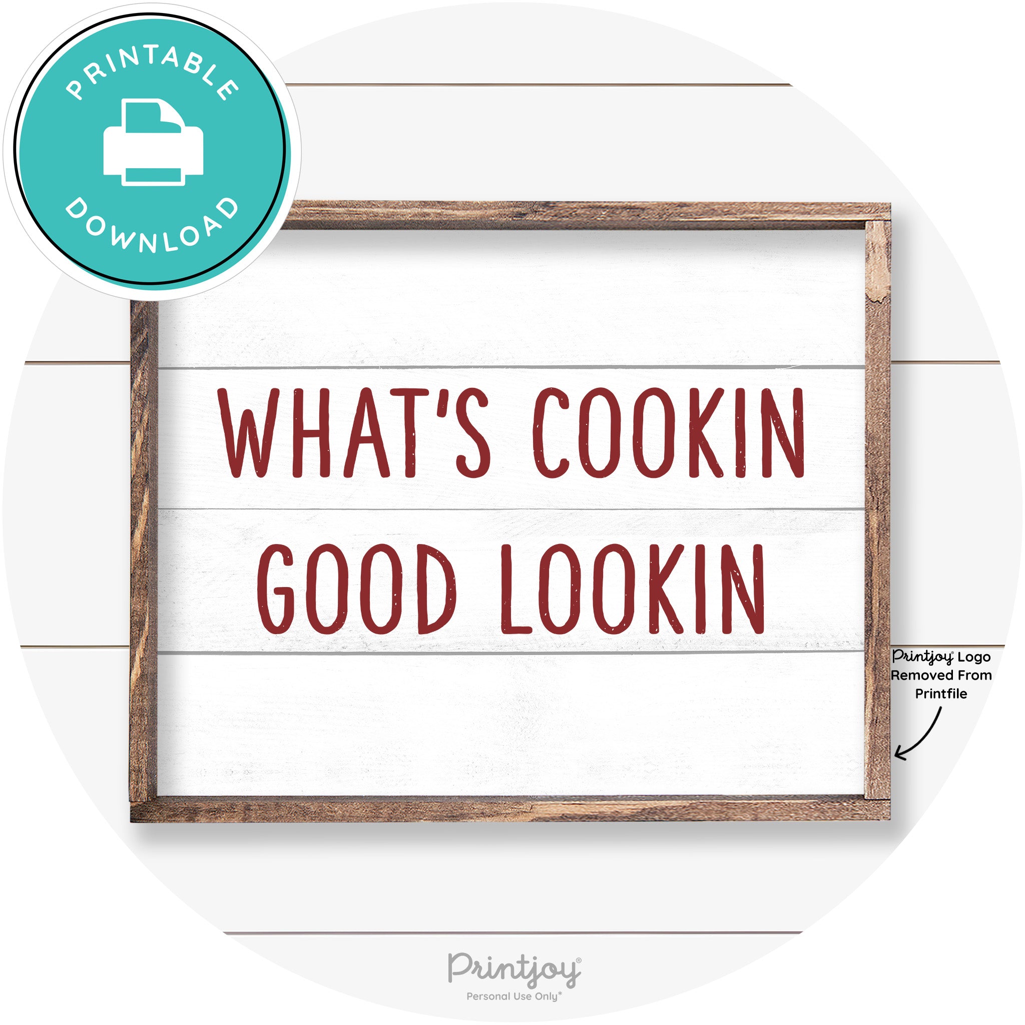 What's Cookin Good Lookin Farmhouse Kitchen Wall Art Free Printable - Printjoy