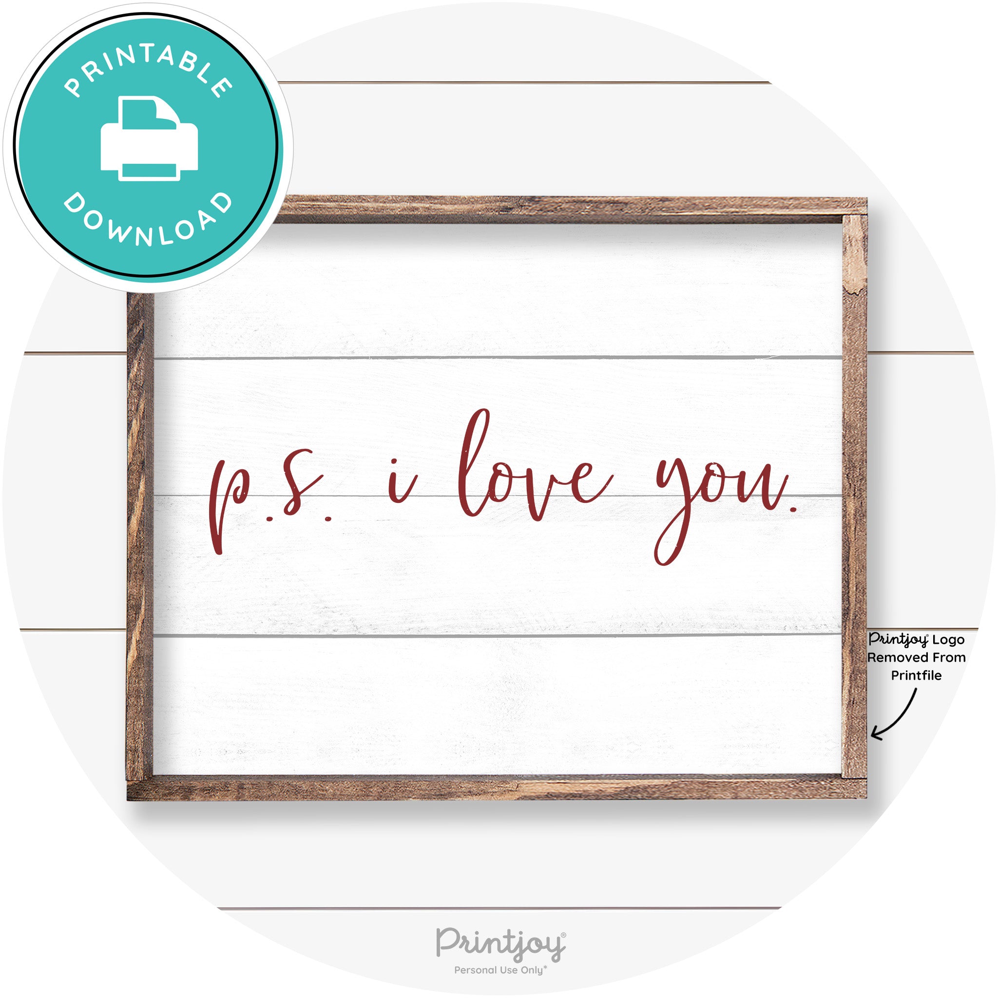P.S. I Love You Cute Couples Farmhouse Wall Art Decor Free Printable - Printjoy