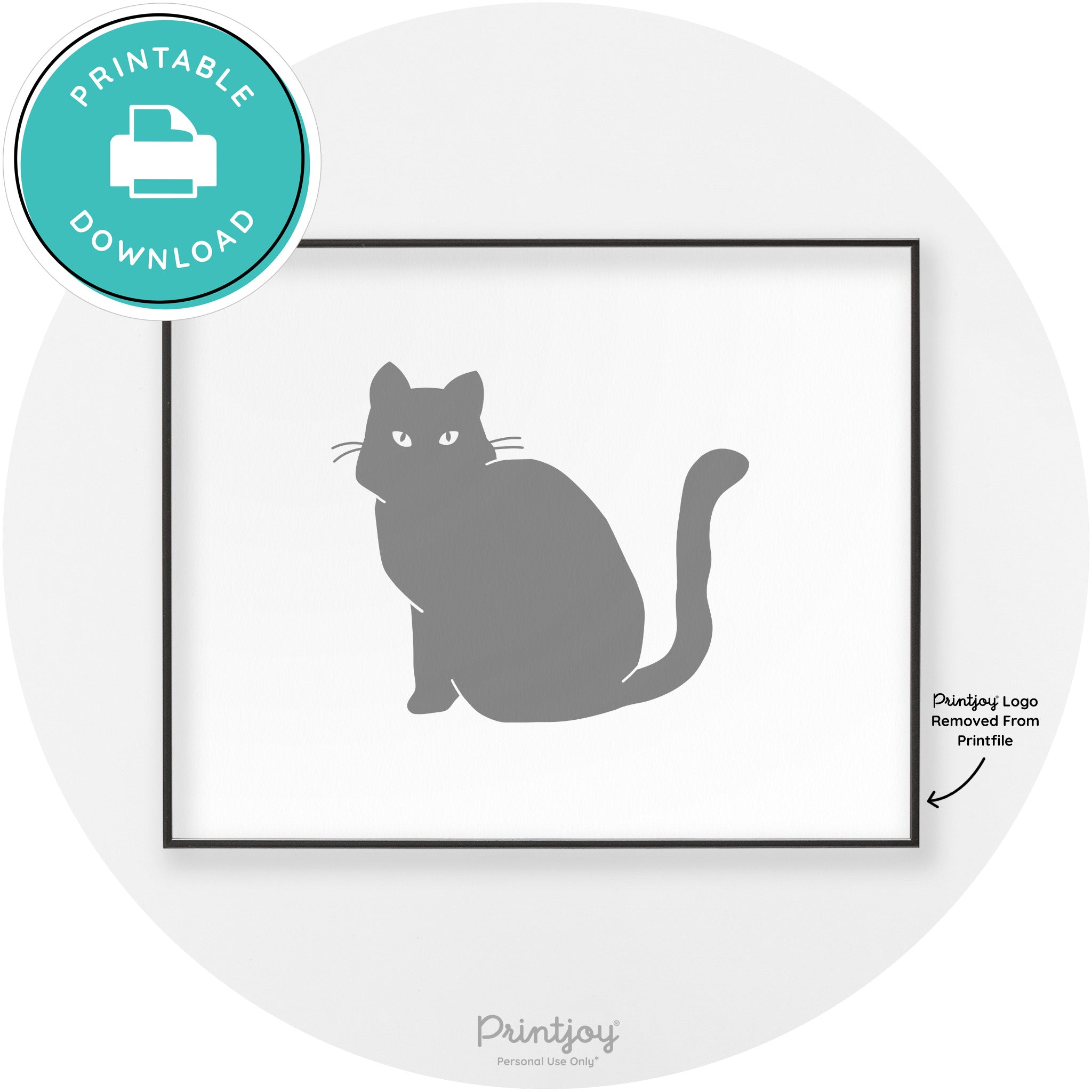 Halloween Spooky Cat Modern Chic Wall Art Decor Printable - Printjoy