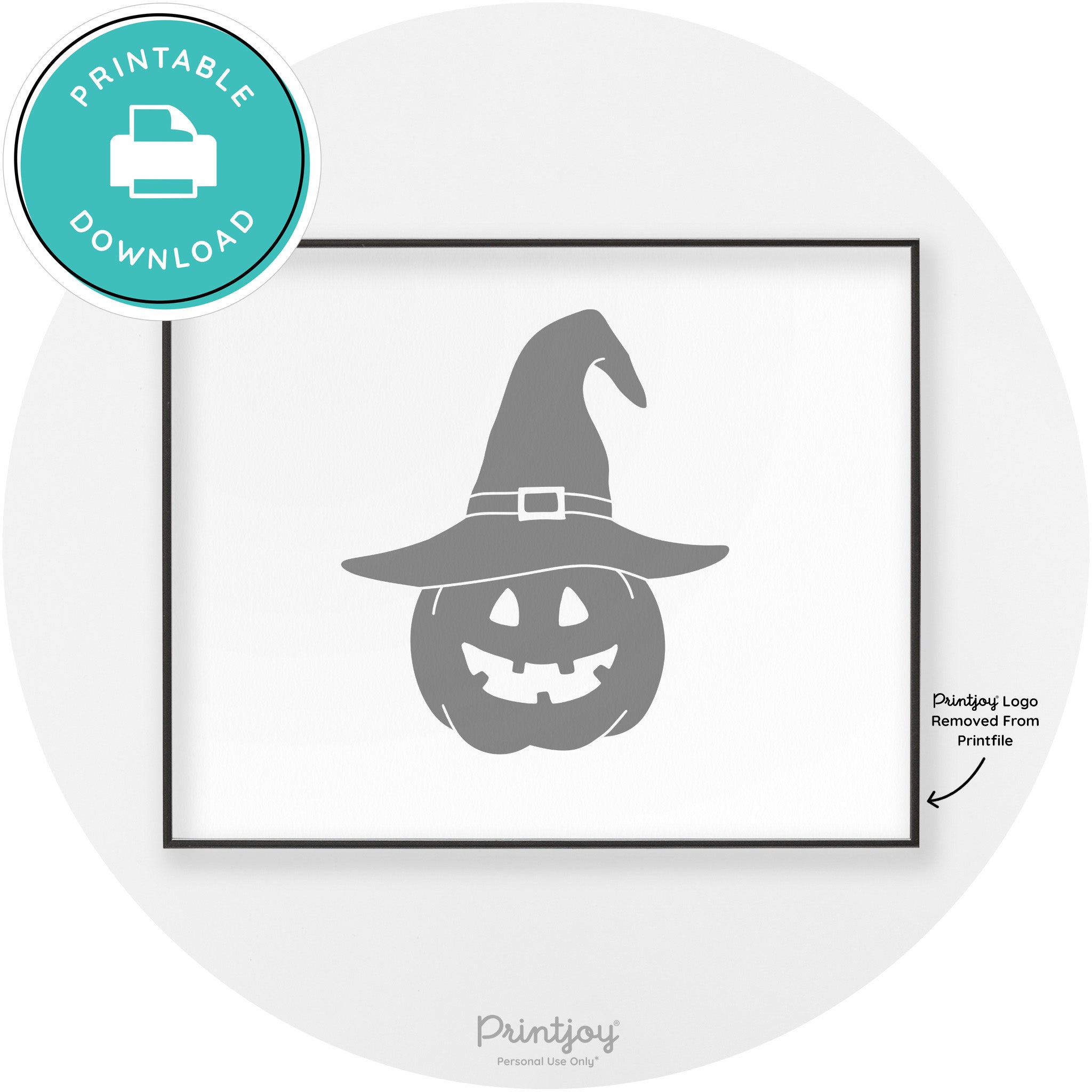 Halloween Cute Witch Jack O Lantern Chic Wall Art Printable - Printjoy