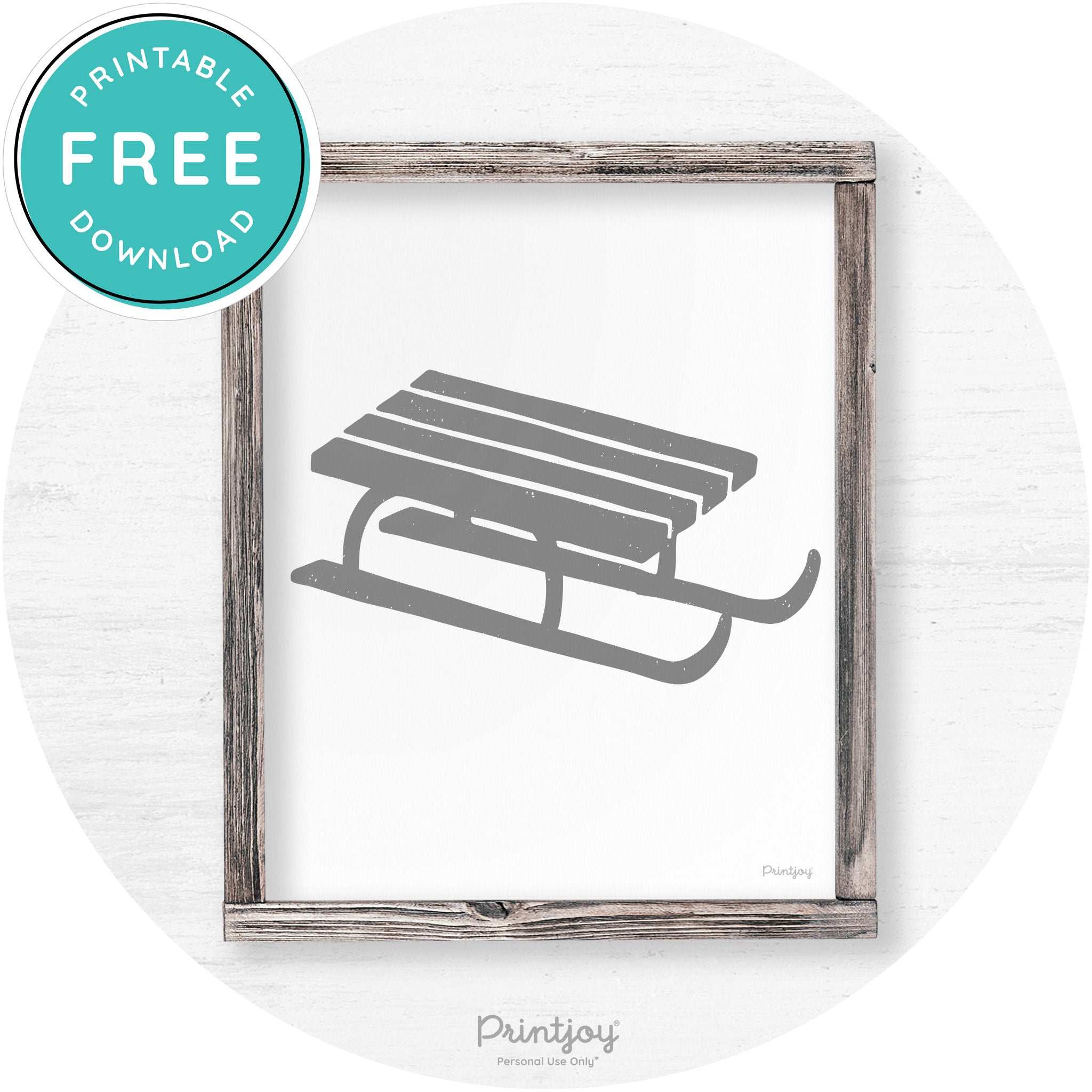 Winter Old Fashioned Sled Rustic Farmhouse Wall Art Free Printable - Printjoy
