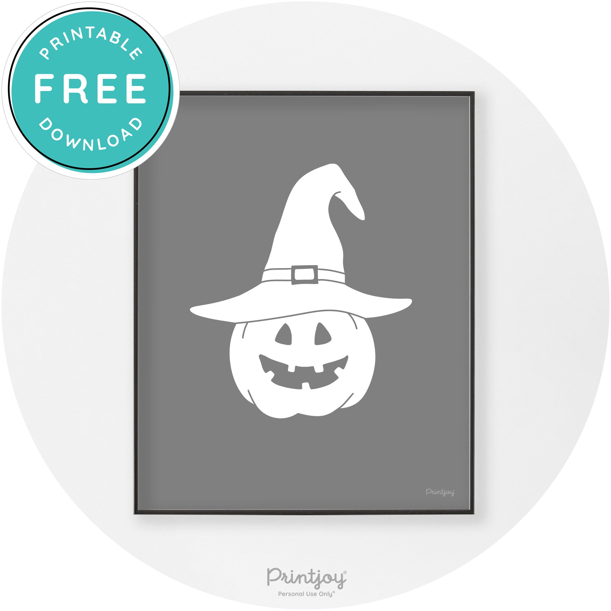 Halloween Cute Witch Jack O Lantern Chic Wall Art Printable - Printjoy