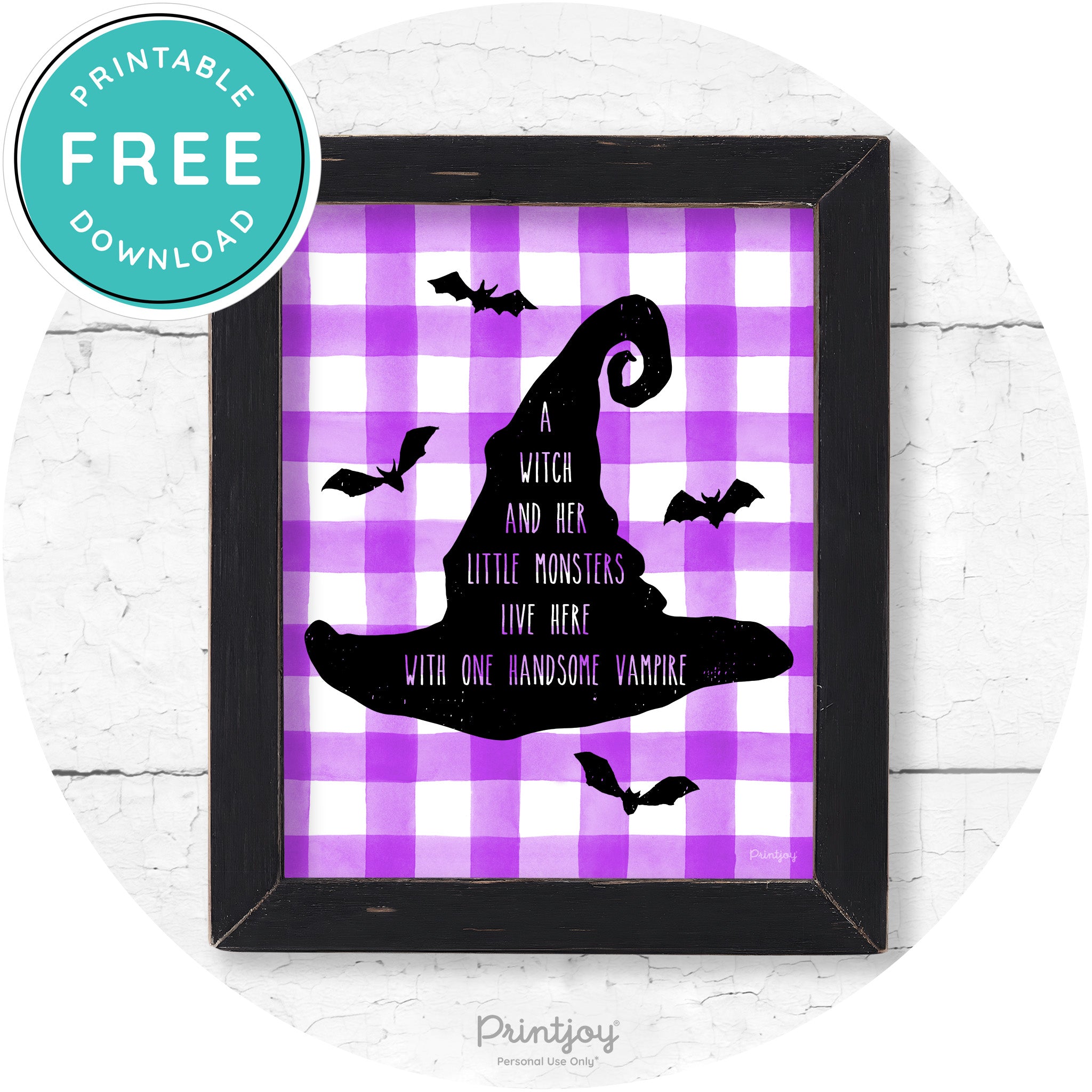 Fun Halloween Family Farmhouse Witch Hat Wall Art Free Printable - Printjoy