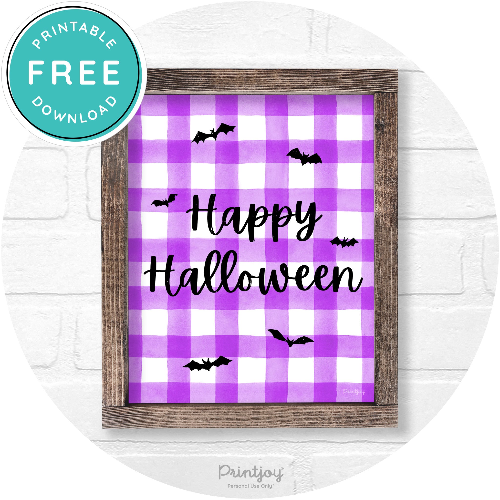 Happy Halloween Bats Rustic Farmhouse Wall Art Free Printable - Printjoy
