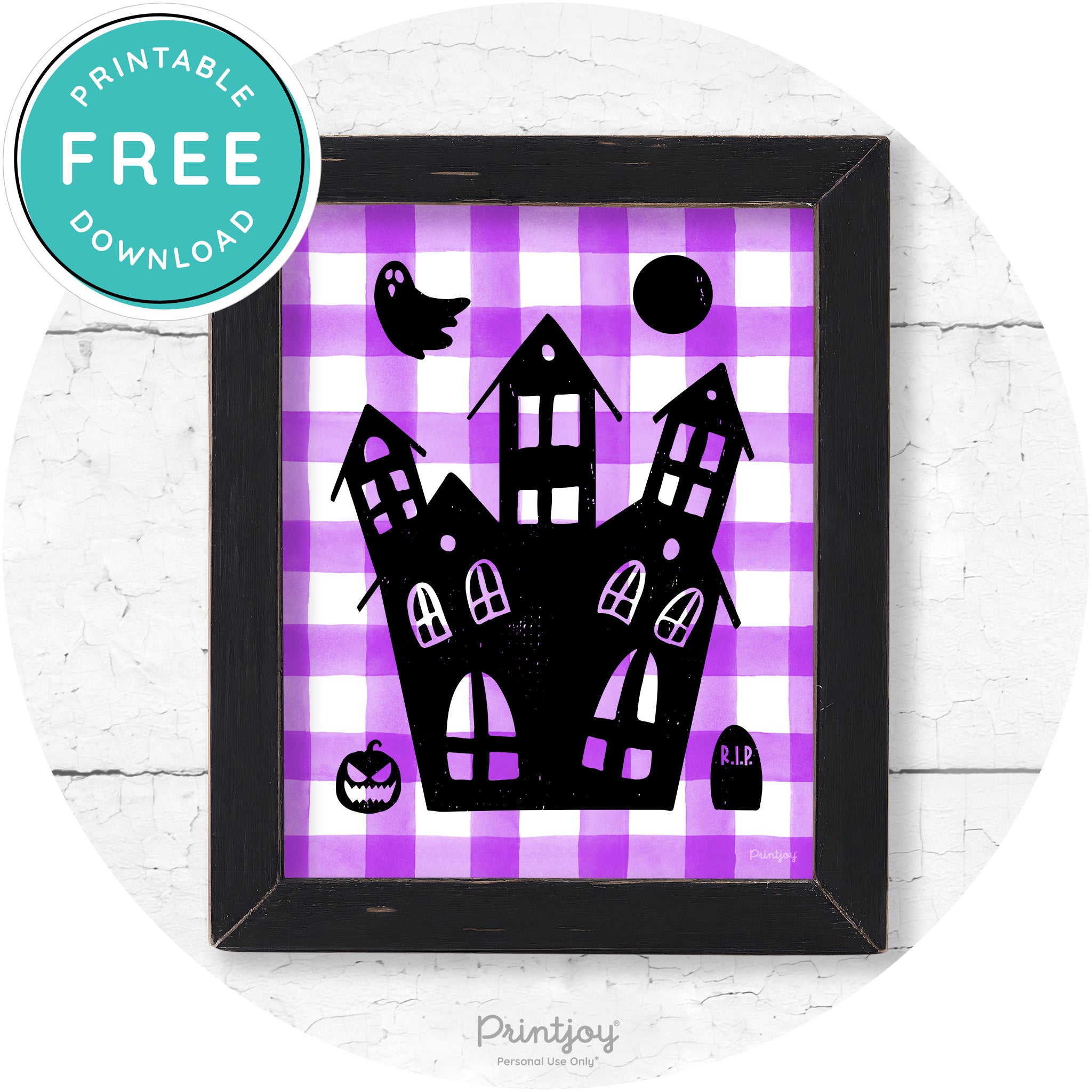 Fun Cute Haunted House Farmhouse Halloween Wall Art Free Printable - Printjoy
