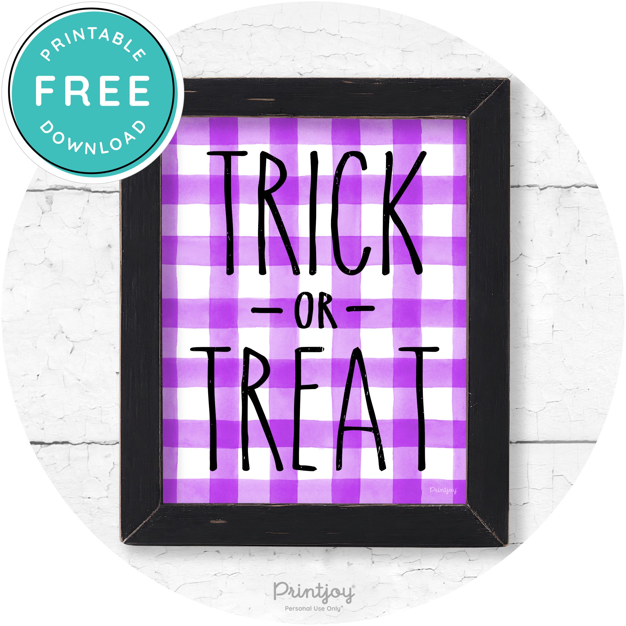 Trick Or Treat Lettering Farmhouse Halloween Wall Art Free Printable - Printjoy