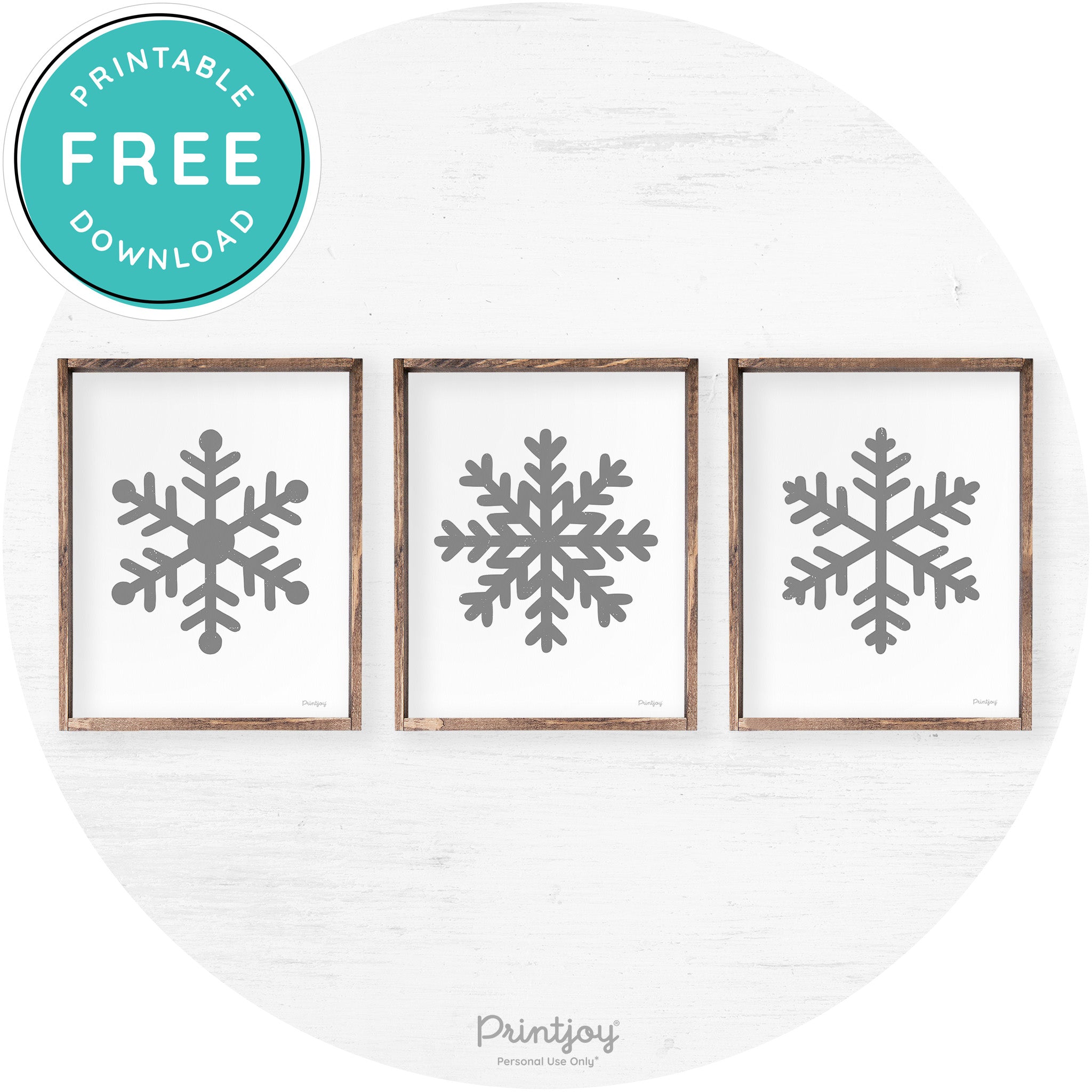 Snowflake Silhouettes Set Of 3 Christmas Farmhouse Art Free Printable - Printjoy