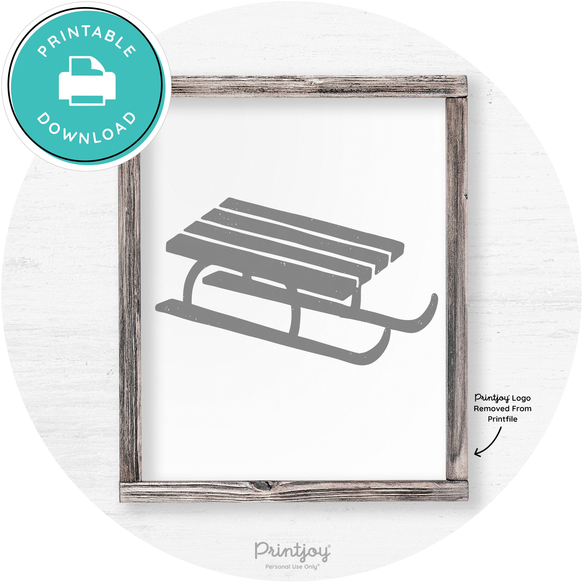 Winter Old Fashioned Sled Rustic Farmhouse Wall Art Free Printable - Printjoy