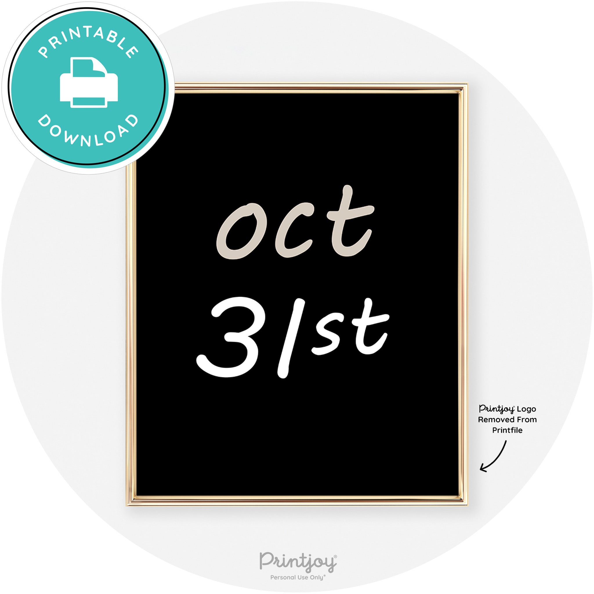 October 31st Cute Chic Halloween Sign Wall Art Decor Free Printable - Printjoy