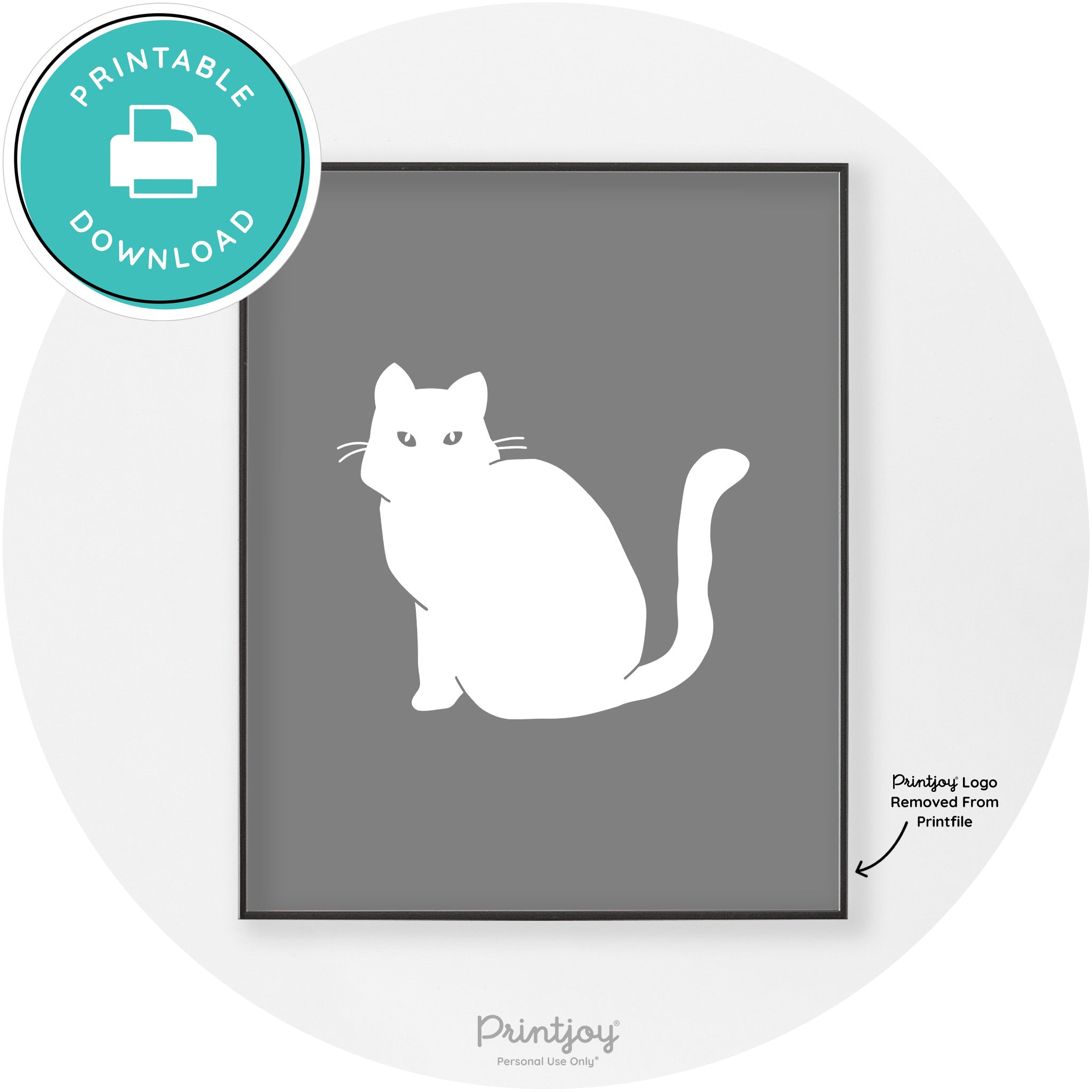 Halloween Spooky Cat Modern Chic Wall Art Decor Printable - Printjoy