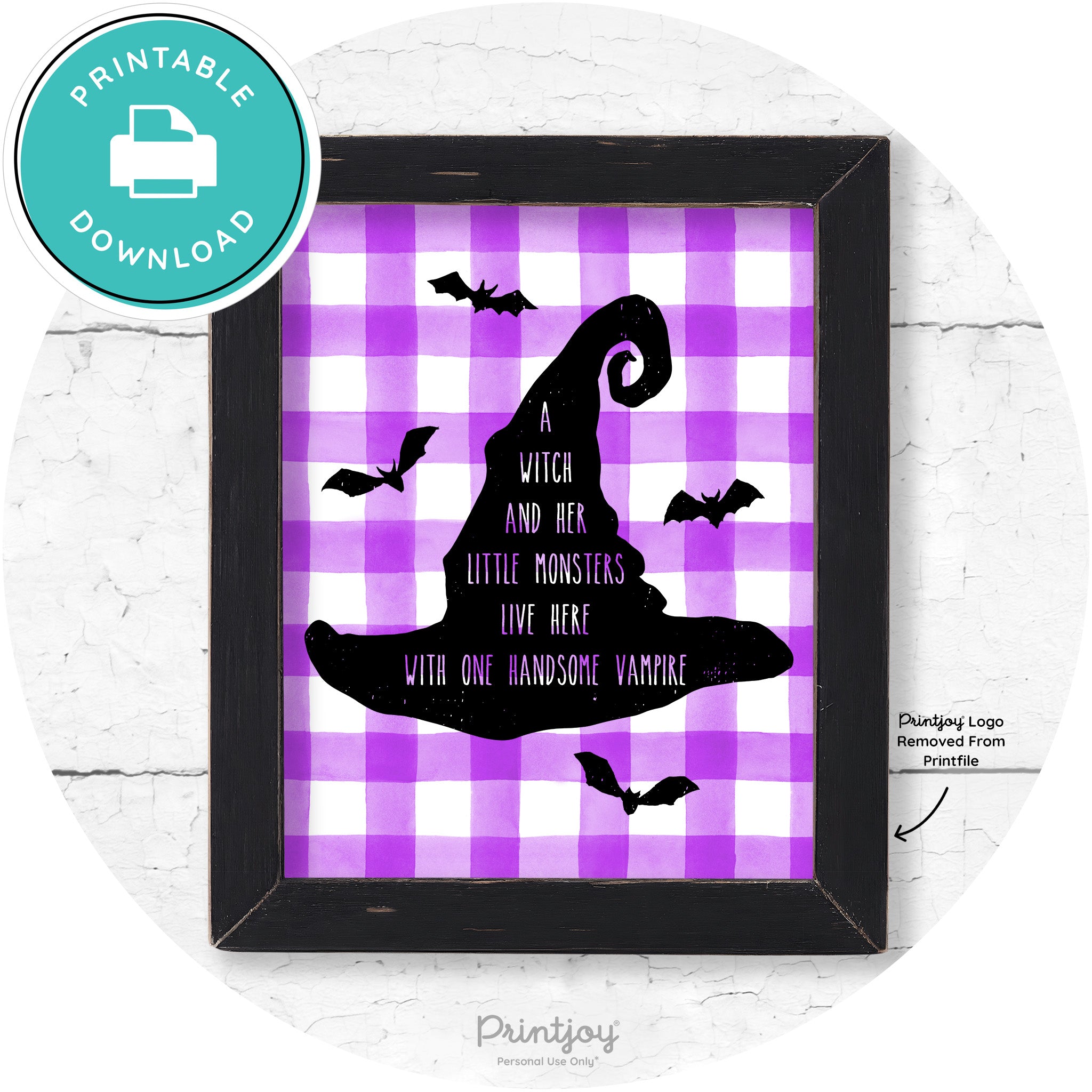 Fun Halloween Family Farmhouse Witch Hat Wall Art Free Printable - Printjoy