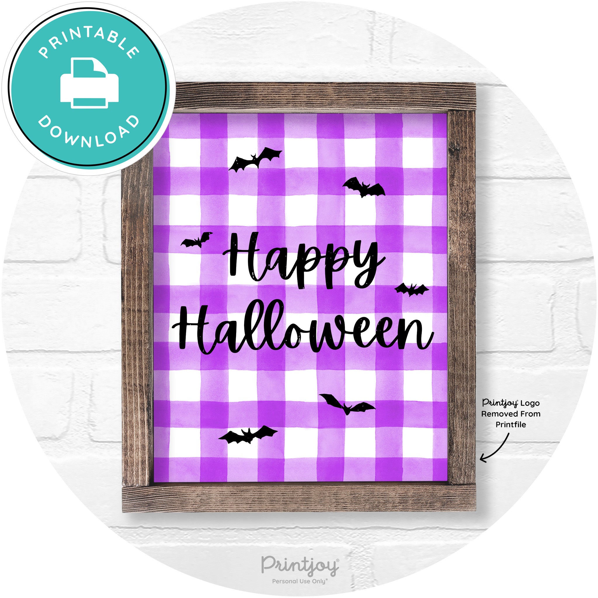 Happy Halloween Bats Rustic Farmhouse Wall Art Free Printable - Printjoy
