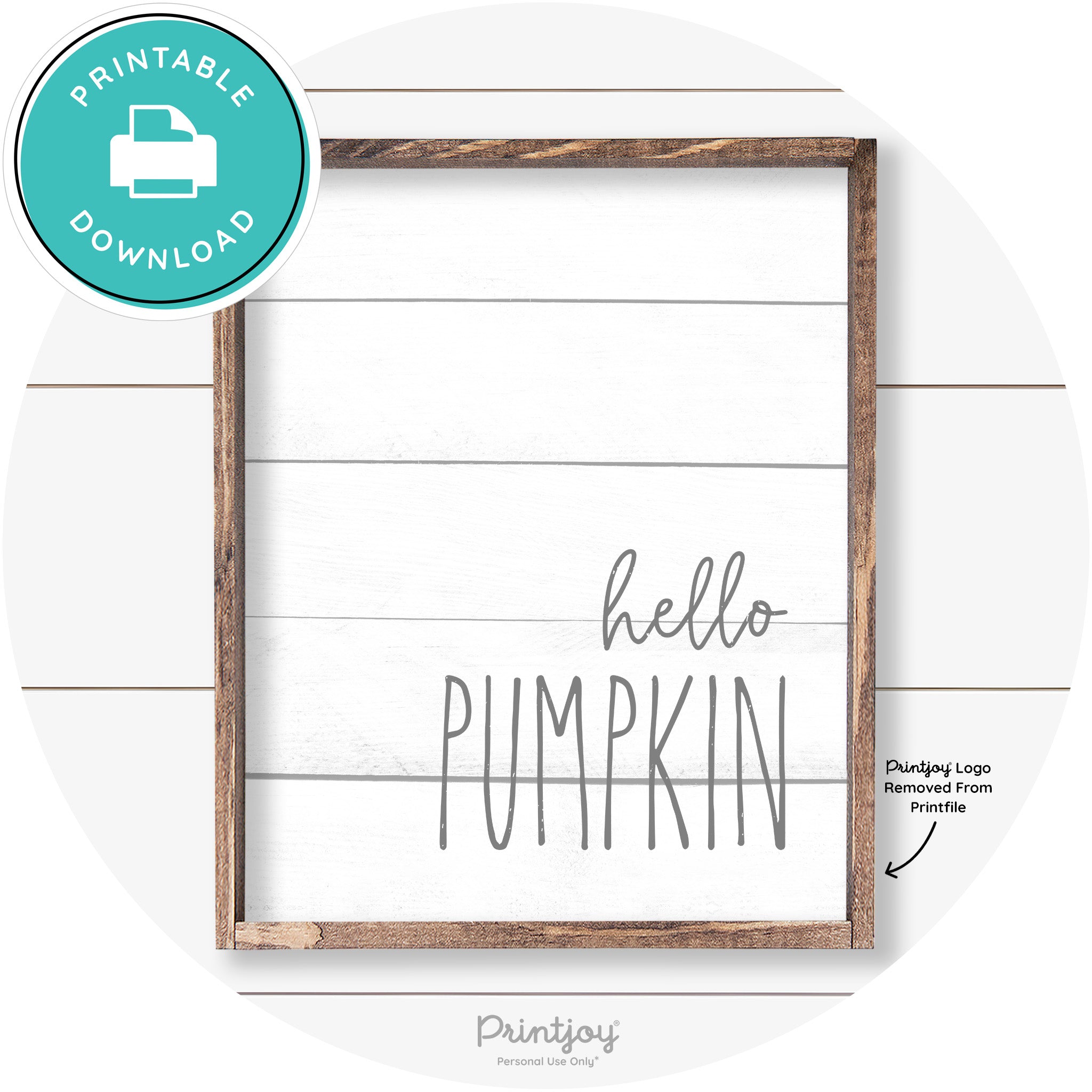 Hello Pumpkin Cute Fun Simple Farmhouse Wall Art Free Printable - Printjoy