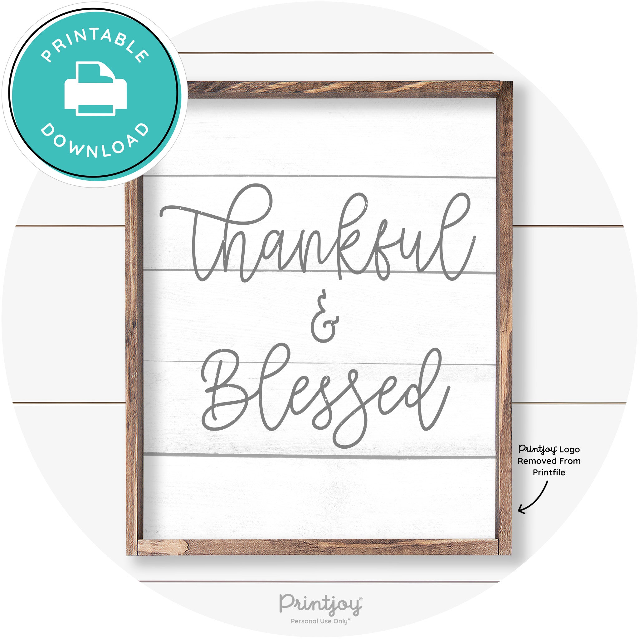 Thankful And Blessed Thanksgiving Farmhouse Wall Art Free Printable - Printjoy