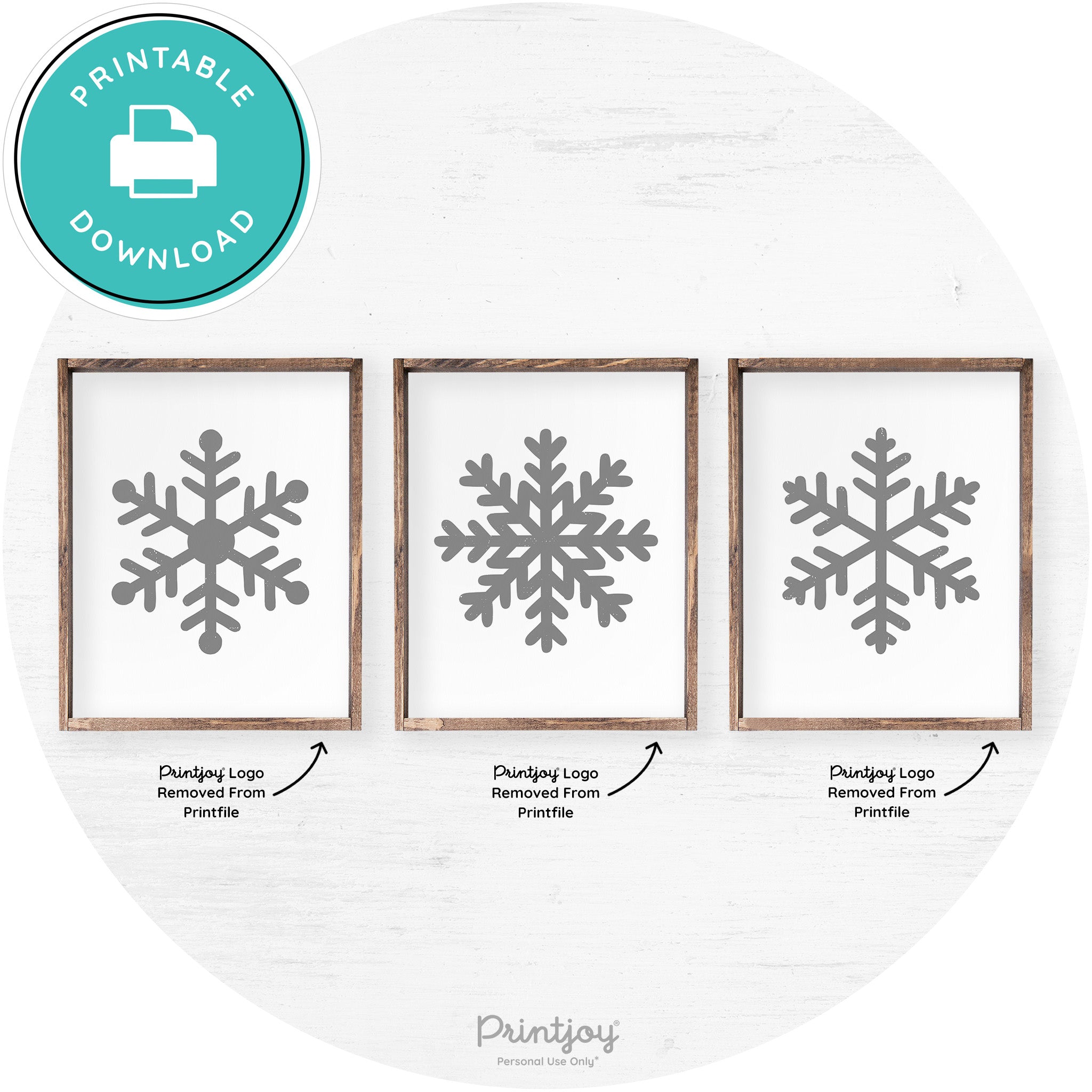 Snowflake Silhouettes Set Of 3 Christmas Farmhouse Art Free Printable - Printjoy