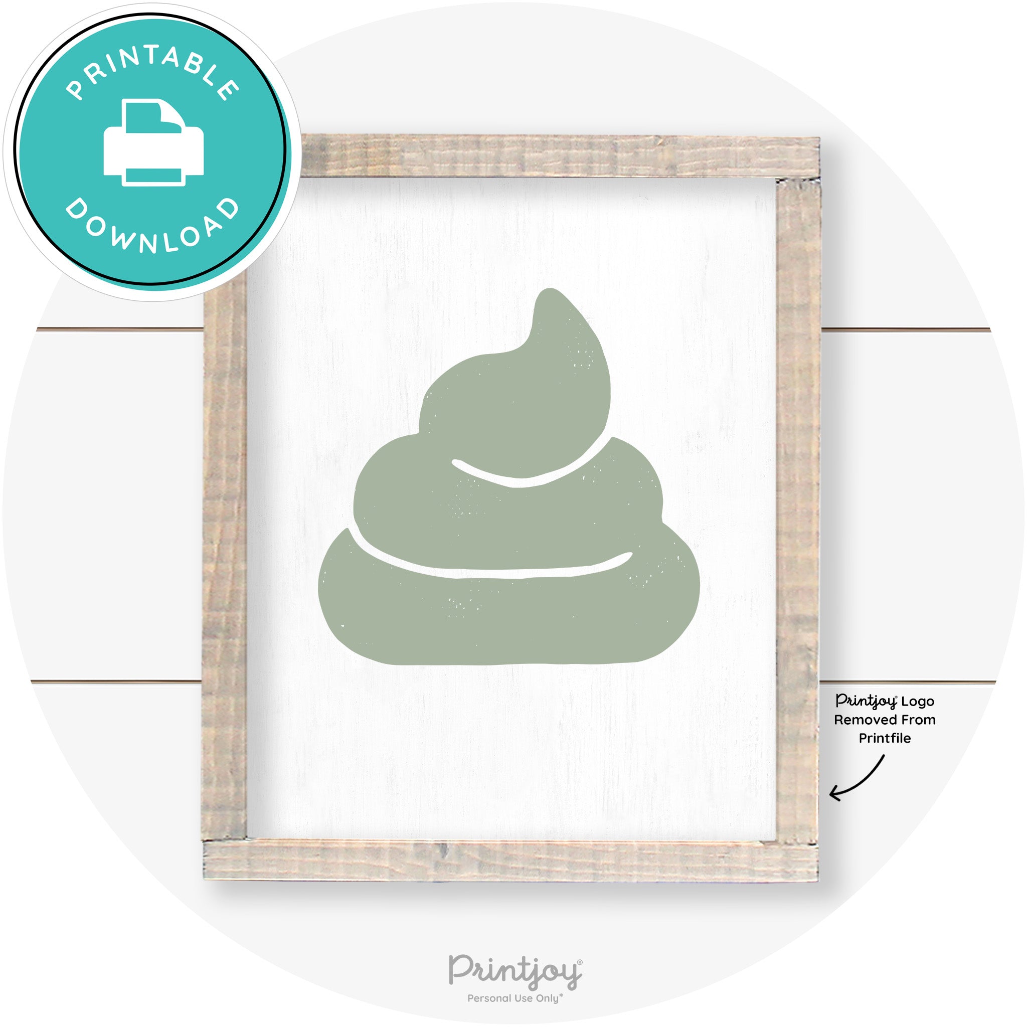 Poop Emoji Silhouette Funny Bathroom Sign Wall Art Free Printable - Printjoy
