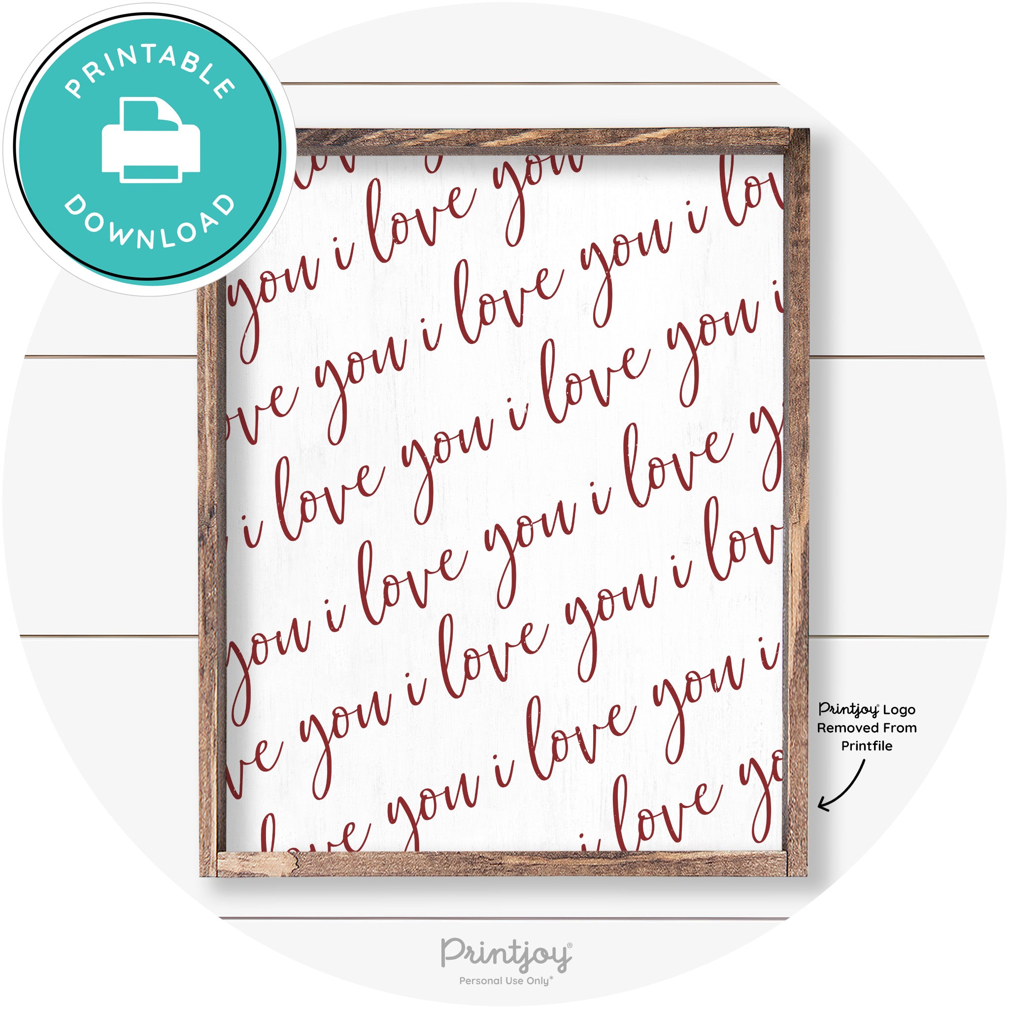 I Love You Pattern Cute Couples Farmhouse Wall Art Free Printable - Printjoy